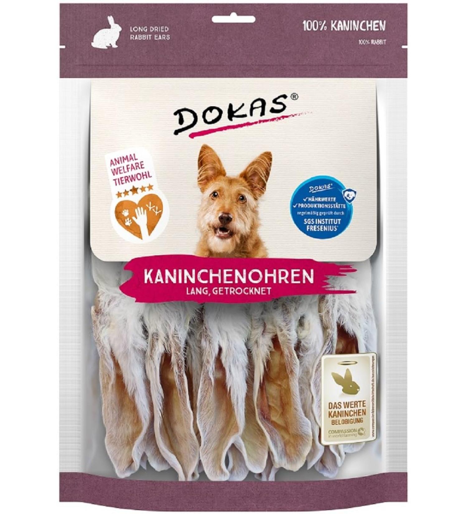 Dokas Dried Rabbit Ears with Fur | 7 x 180g Dog Treats