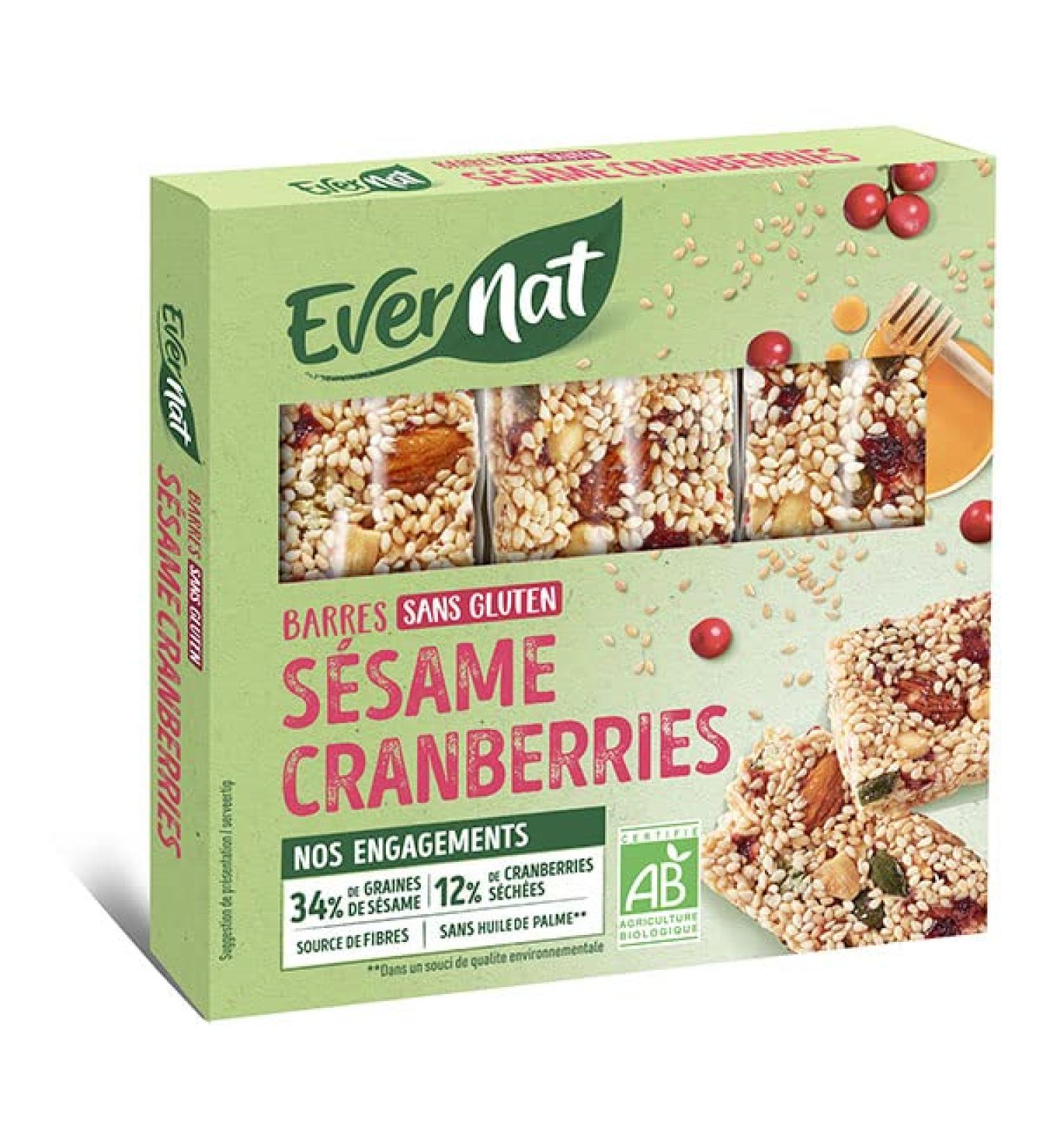 SESAME CRANBERRIES BARS 3X25G EVERNATE UNIT - Buy Online on GoSupps.com