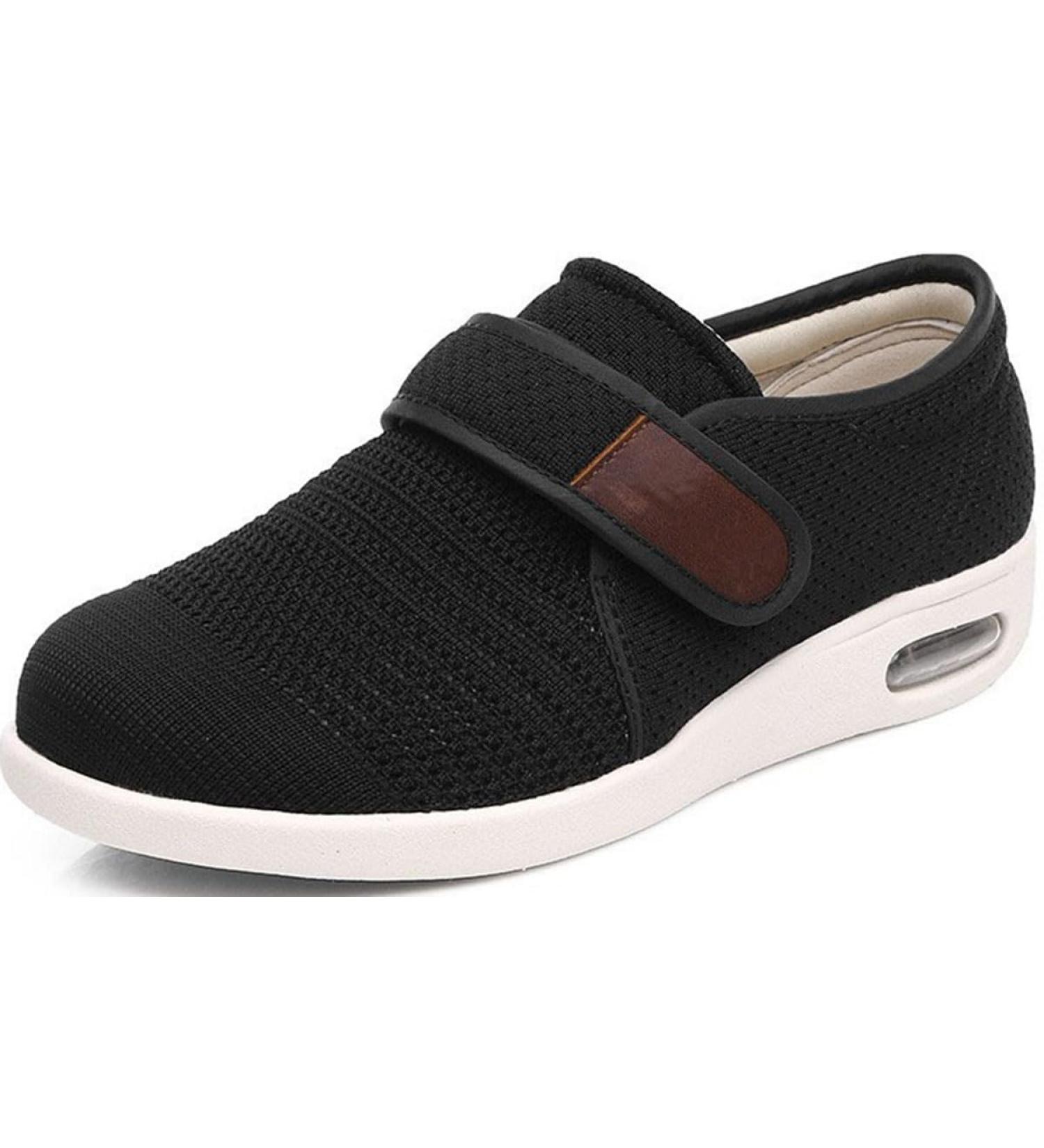 Diabetic Sandals & Adjustable Orthopedic Slippers for Elderly | Edema & Arthritis Shoes | Comfortable Slip-On Sneakers for Swollen Feet & Plantar Fasciitis - Size 40 Black - Buy Online on GoSupps.com