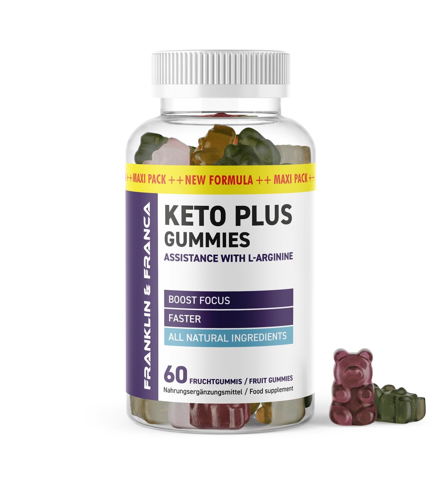 Keto Plus Gummies with L-Arginine Boost Focus & Energy | 60 Fruit Gums for Enhanced Wellness - Buy Online on GoSupps.com