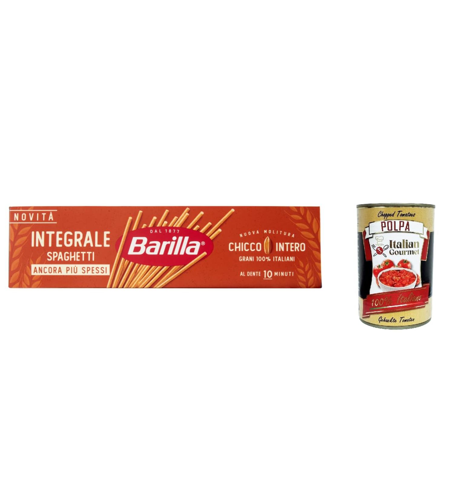  Italian Gourmet E.R. Pack of 20 Barilla Spaghetti Integrali whole wheat pasta tubes - Italian noodles - 500g + 400g Italian gourmet polpa - Buy Online on GoSupps.com