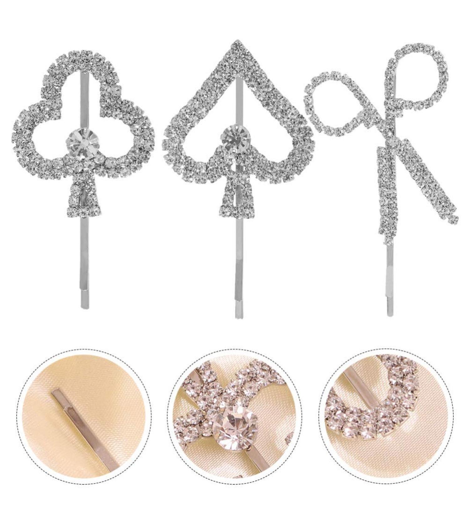 Elegant Rhinestone Heart Scissors Hair Clips & Crocodile Clamps - Perfect Wedding Hair Accessories - Buy Online on GoSupps.com