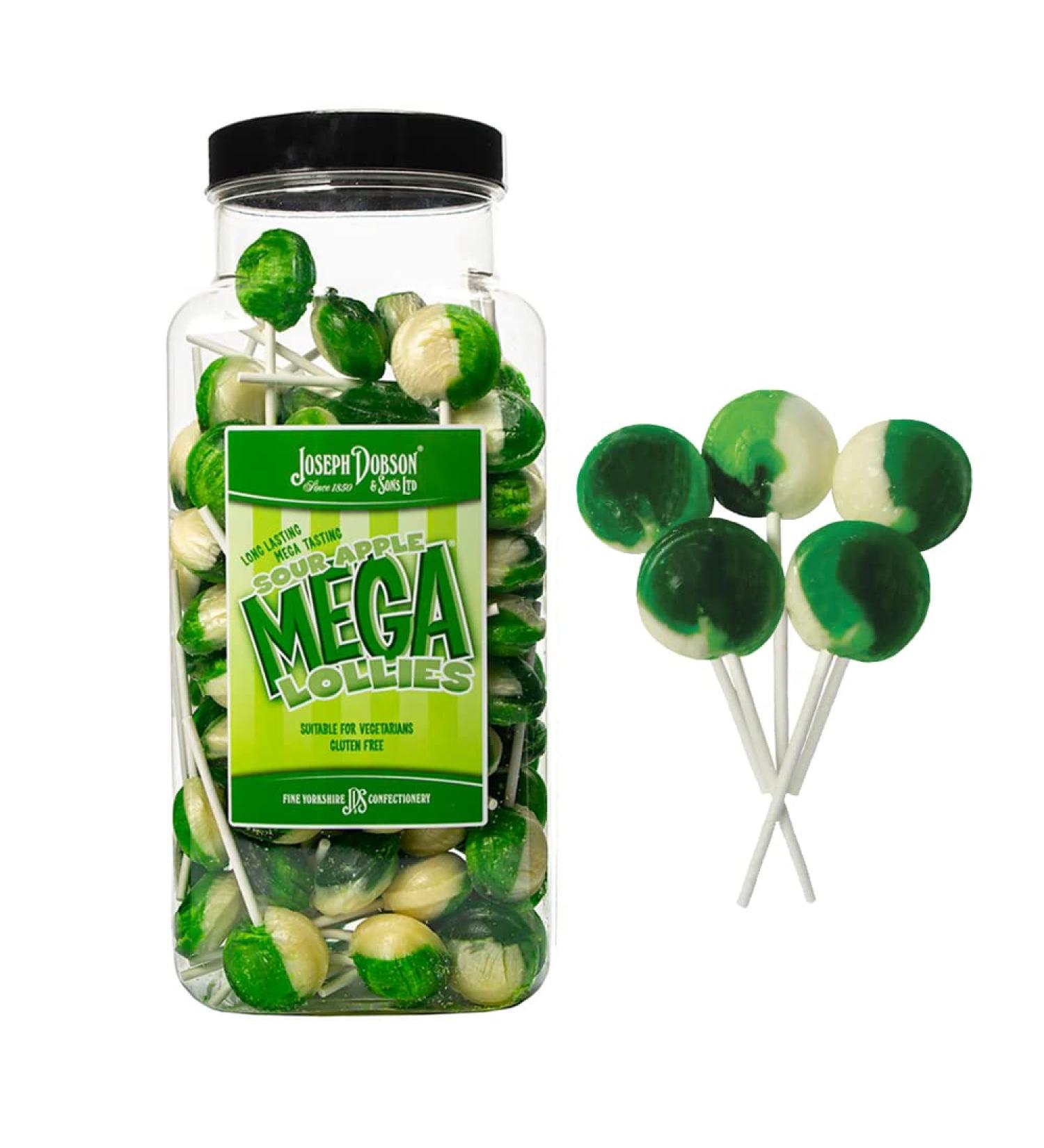 Joseph Dobson & Sons Unwrapped Mega Lollies Jar 1.9kg (Sour apple)