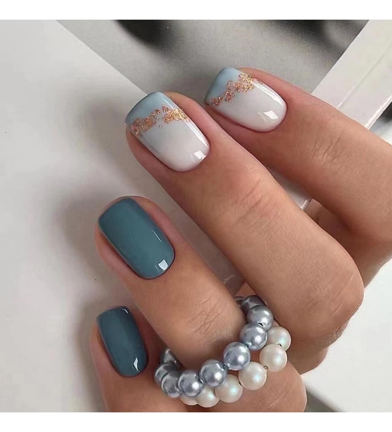 JustOTRY 24 Pcs White Medium False Nails - Trendy Squoval French Press on Nails with Nail Glue for Women and Teens - Buy Online on GoSupps.com