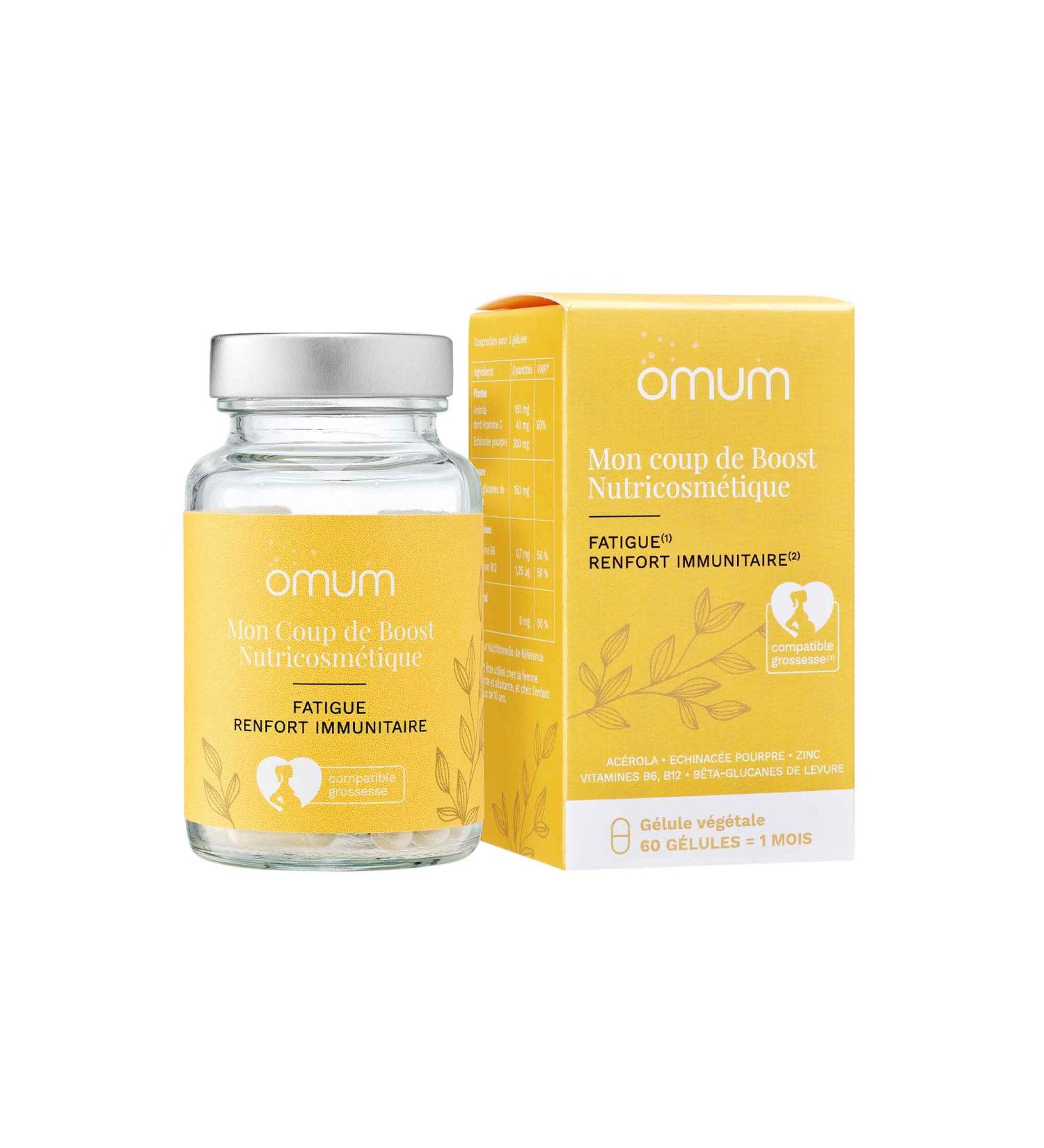OMUM - Fatigue and Immunity Supplement - 60 capsules 1 month - Mon Coup de Boost - Plants vitamins zinc- Proven efficacy - Natural Made in France Vegan Pregnancy and Breastfeeding Compatible - Buy Online on GoSupps.com