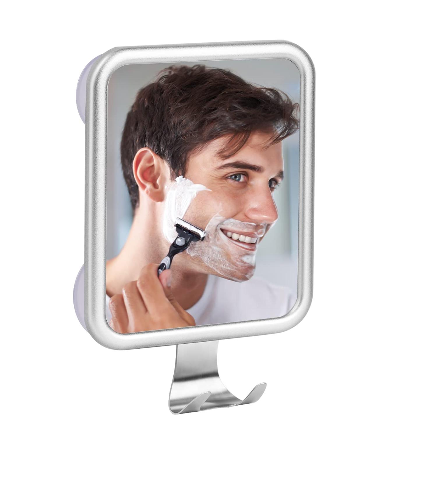 Fogless Shower Mirror for Shaving - Wall Mounted, Suction Cup, Stainless Steel Frame | MGLIMZ - Buy Online on GoSupps.com