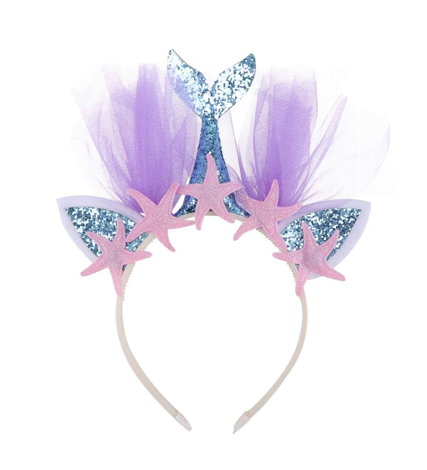 Lurrose Mermaid Headband - Glitter Hairband Party Accessory for Kids | Blue Starfish Hair Accessories - Buy Online on GoSupps.com