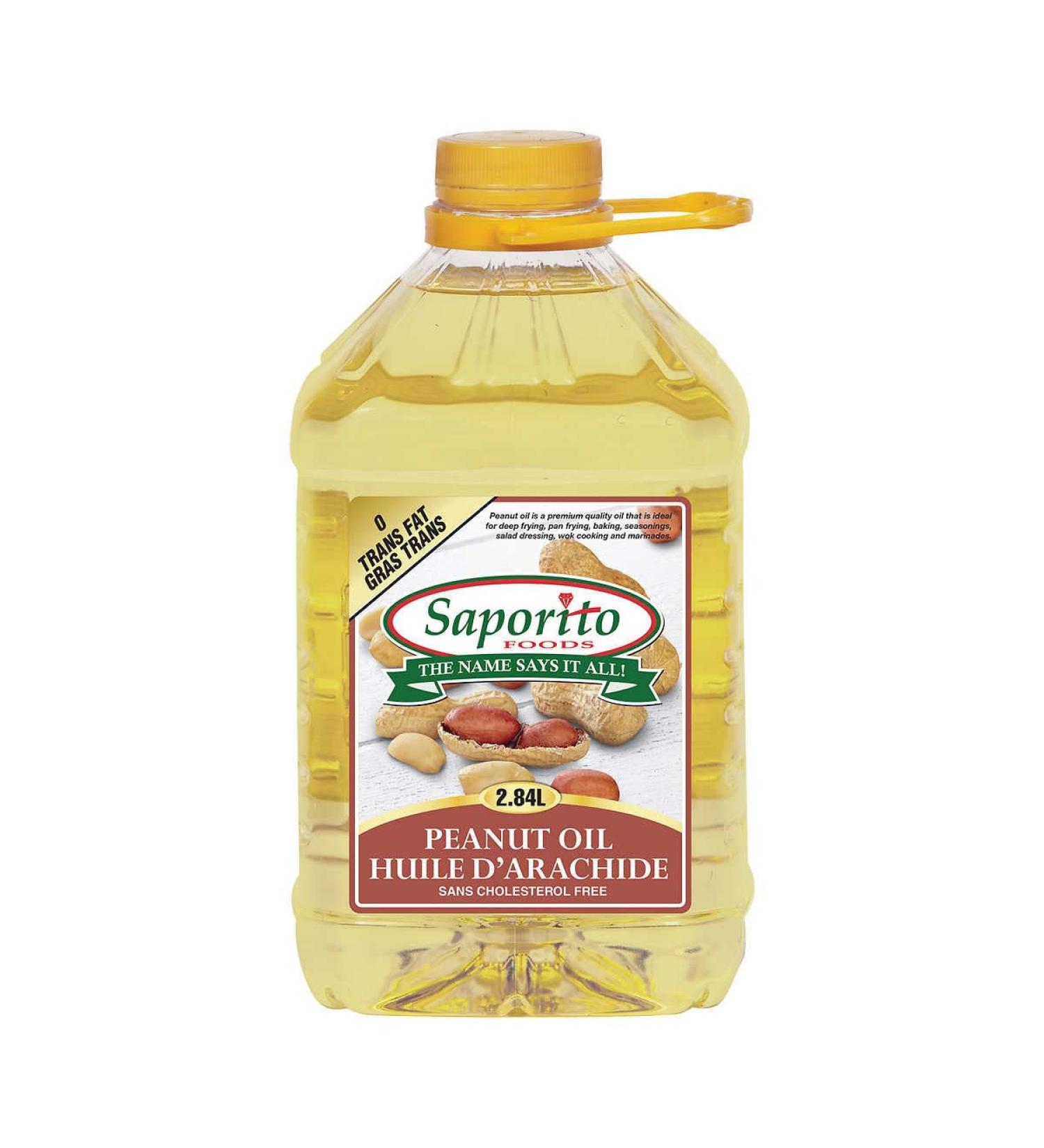 Saporito Foods Peanut Oil with 0 Trans Fat - Ideal for Frying Cooking Baking Seasoning and More! - 2.84 Litres