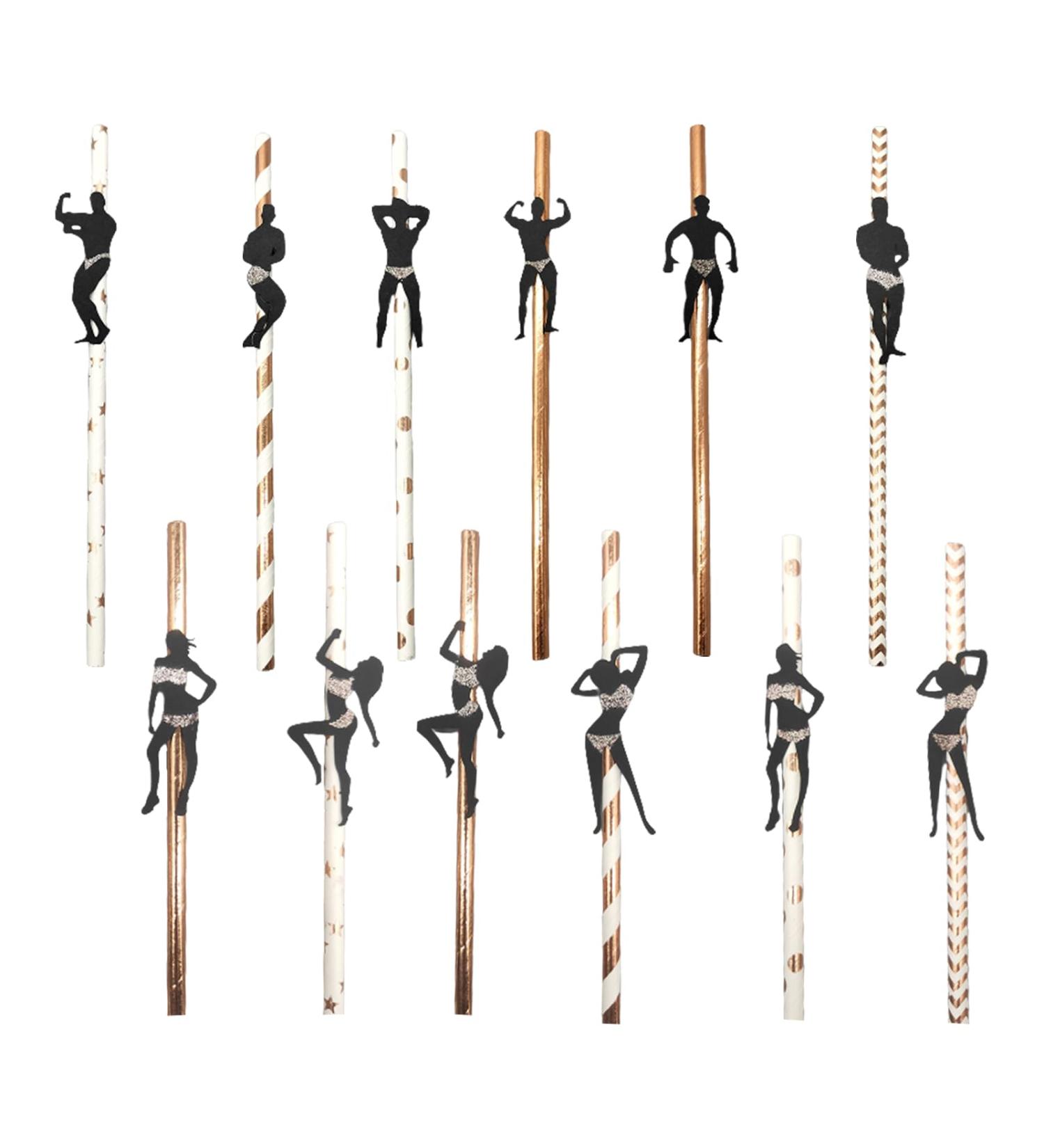 Bachelorette Party Decorations Straws 36PCS Stripper Dancing Men Confetti Straws Bachelorette Party Supplies Confetti Straws (Rose Gold) - Buy Online on GoSupps.com