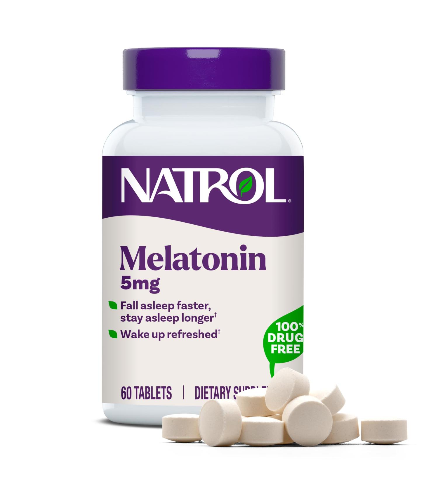Natrol Melatonin 5 mg Dietary Supplement for Restful Sleep Sleep Supplements for Adults 60 Melatonin Tablets 60 Day Supply - Buy Online on GoSupps.com