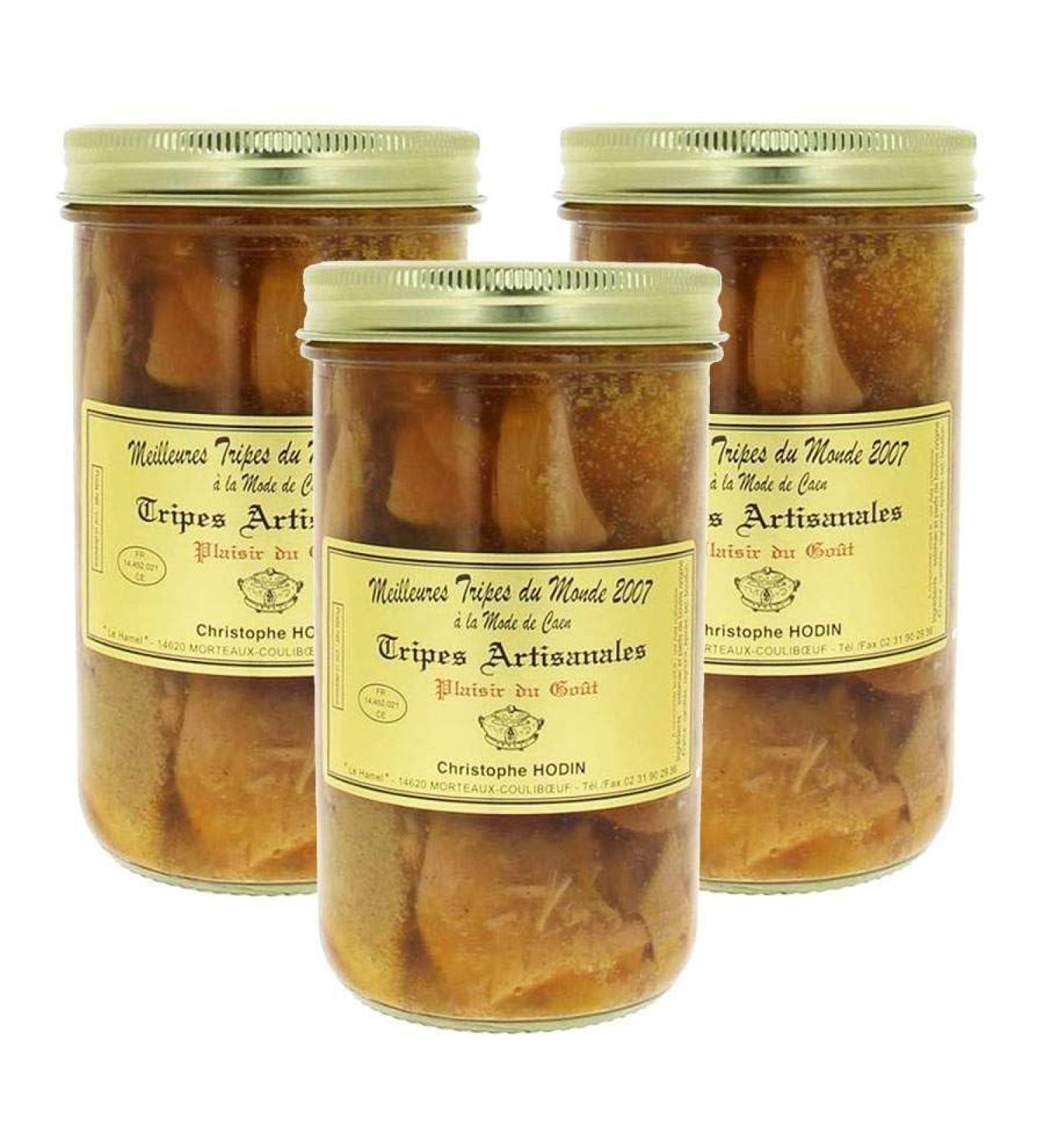 Lot of 3 Caen-style tripes Christophe Hodin - 3 jars of 960g - Produits-Normandie