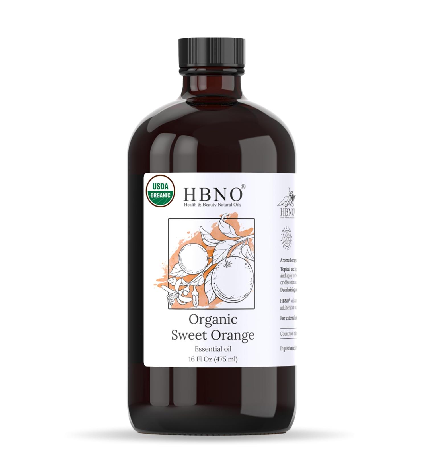 HBNO Organic Orange Oil - Huge 16 oz (475ml) Large Size - Ideal for Diffusers Cleaning Agents Deodorizers and Flavoring Agents (Glass Bottle). - Buy Online on GoSupps.com