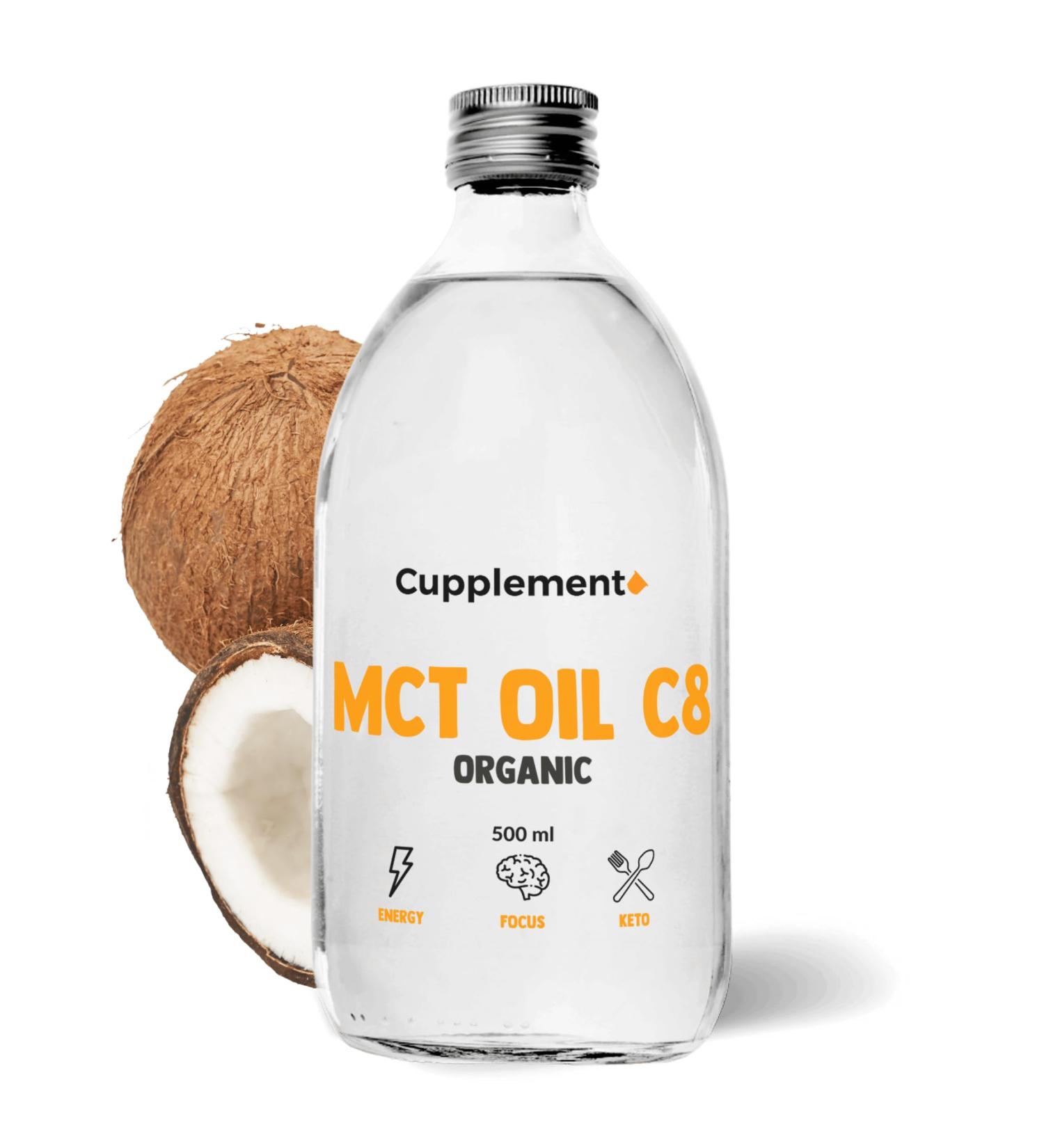  Cupplement Cupplement - MCT Oil C8 - Pure MCT Oil - Organic - Suitable for keto and fasting - Palm oil free - 500 ml - By - Buy Online on GoSupps.com
