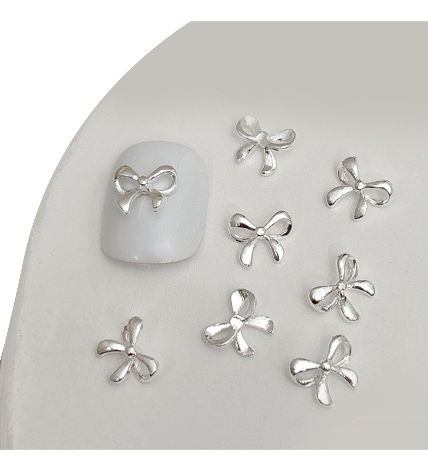 3D Metal Nail Nail Embellishments 20pcs Bowknot Nail Decorations For Individual Styles Nail Embellishments 08 silver - Buy Online on GoSupps.com