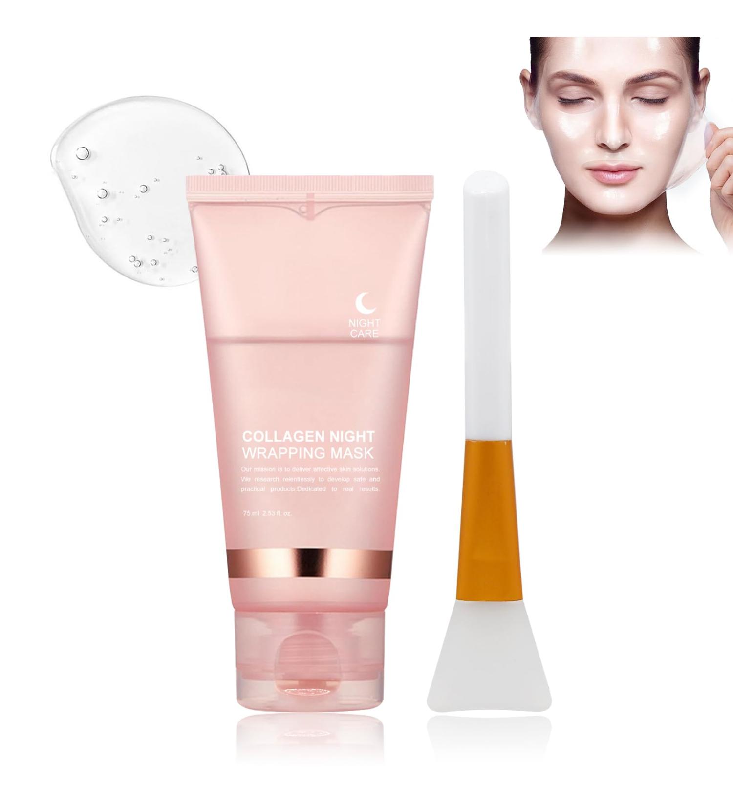 Horuili Collagen Sleeping Mask Collagen Night Wrap Mask Collagen Night Mask Peel Off Face Mask Moisturizing & Firming 75ml/Half Bottle - Buy Online on GoSupps.com