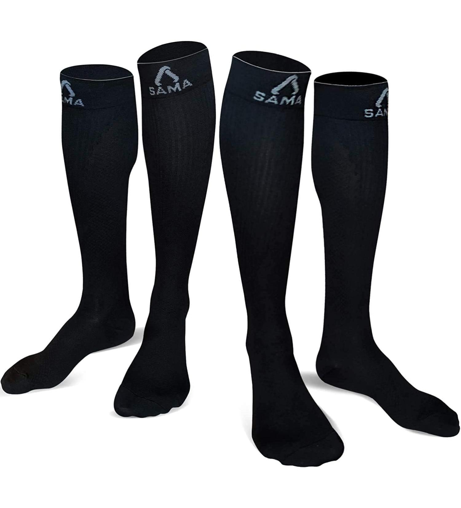 Buy Sama Diligence Compression Stockings for Men & Women | 2 Pairs Trombosis Support Socks for Travel Sports & Medical Use - XL Black - Buy Online on GoSupps.com