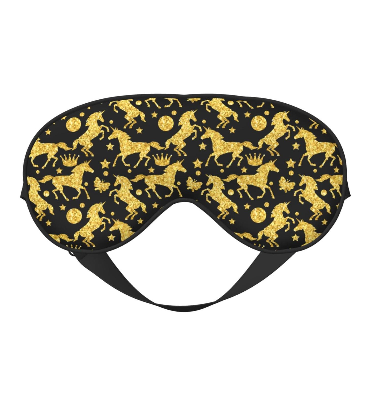 Gold Glitter Unicorn Sleep Mask | Adjustable Travel Eye Mask | Premium Sleeping Eye Covers - Buy Online on GoSupps.com