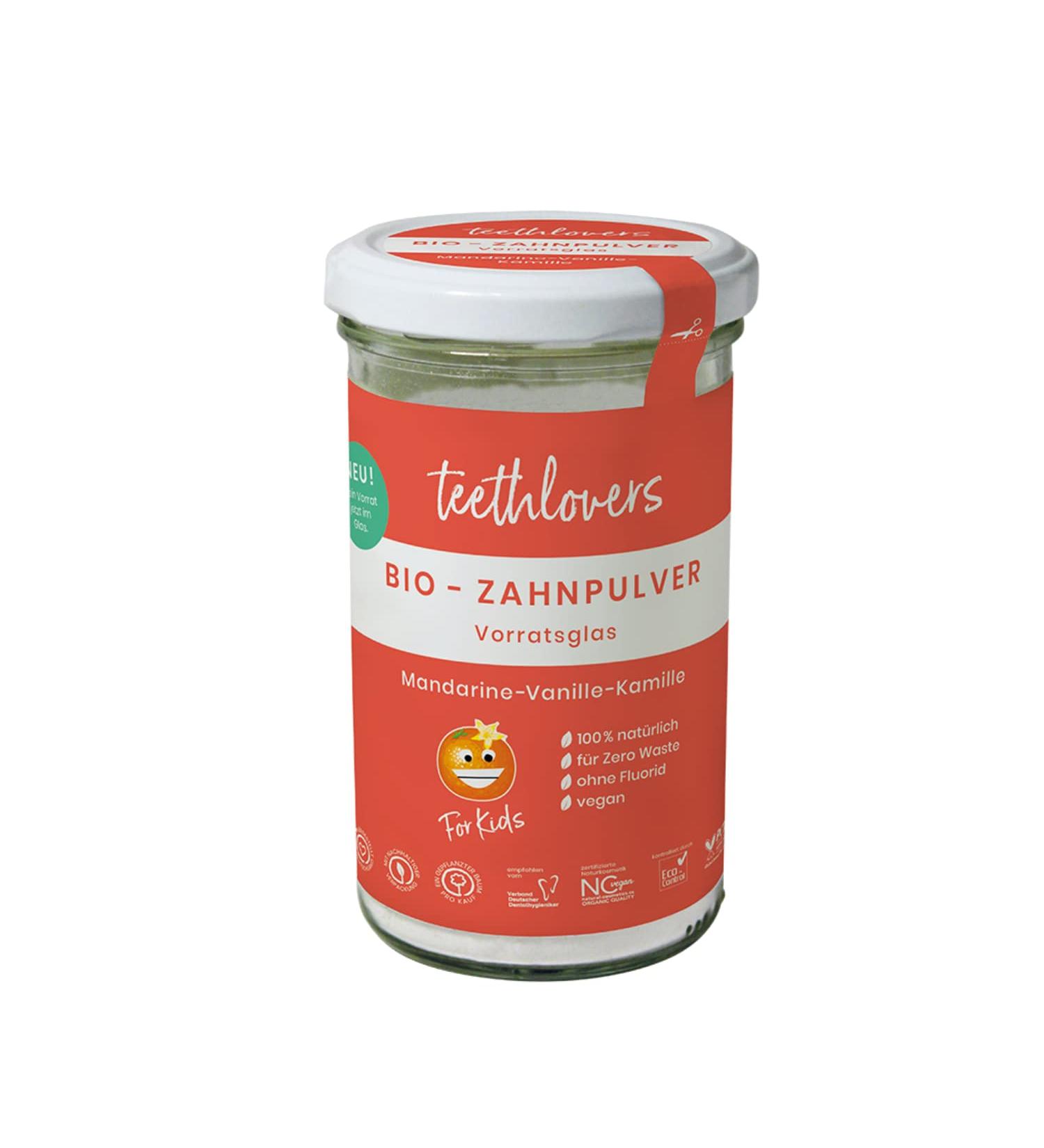 Organic Tooth Powder Mandarine-Vanilla | 135g Glass | 450 Applications | Natural Vegan Dental Care | Plastic-Free & Zero Waste | More Effective Than Toothpaste - Buy Online on GoSupps.com