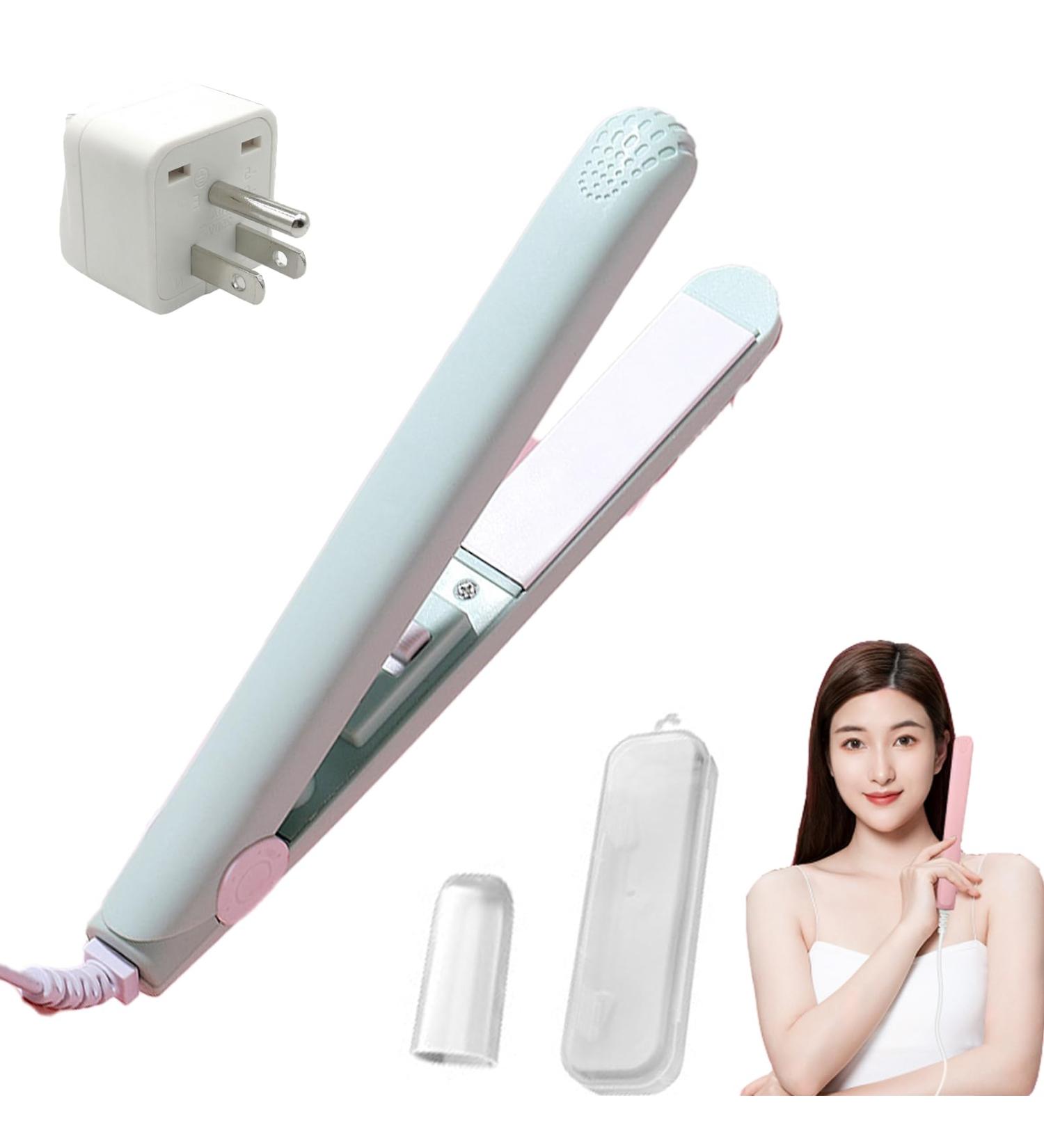 Portable Ceramic Mini Hair Curler & Straightener | Fast Heating 2-in-1 Travel Curling Iron for Short Hair (Green - Buy Online on GoSupps.com