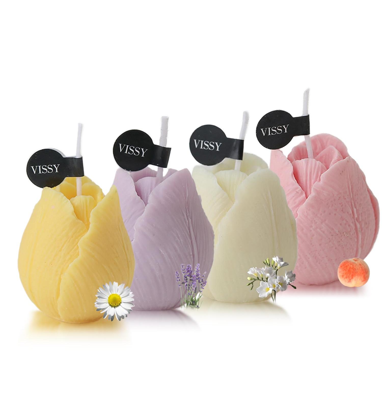 Scented Tulip Candles - Non-Toxic Decorative Candles for Home Aromatherapy & Stress Relief (Set of 4) - Shop Internationally - Buy Online on GoSupps.com