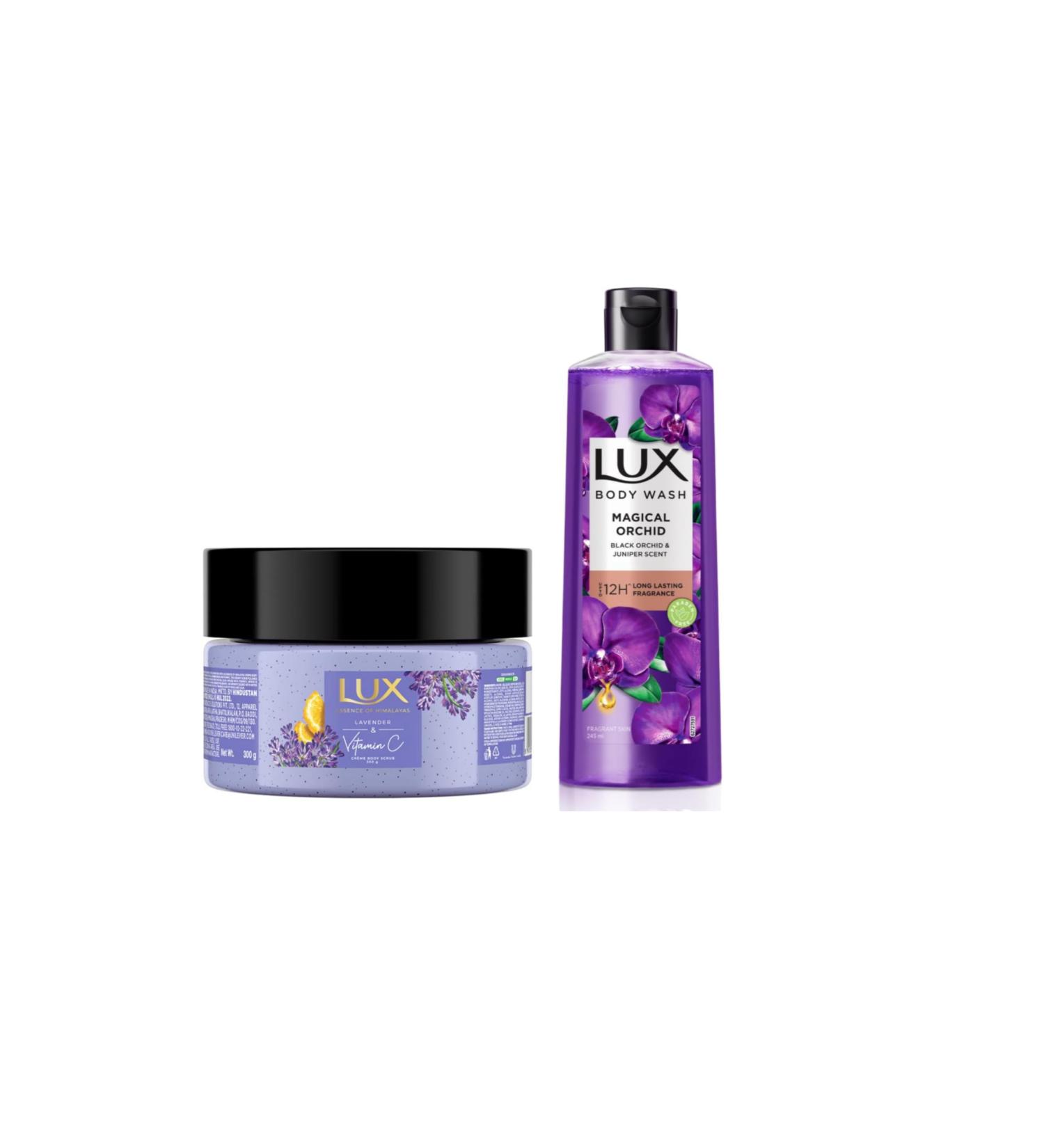 Le.X LAVENDER & VITAMIN C BODY SCRUB. (300gm) / Le.x Body Wash for Fragrant Skin/Black Orchid Scent & Juniper Oil. (245 ml)/ Combo saver pack - Buy Online on GoSupps.com