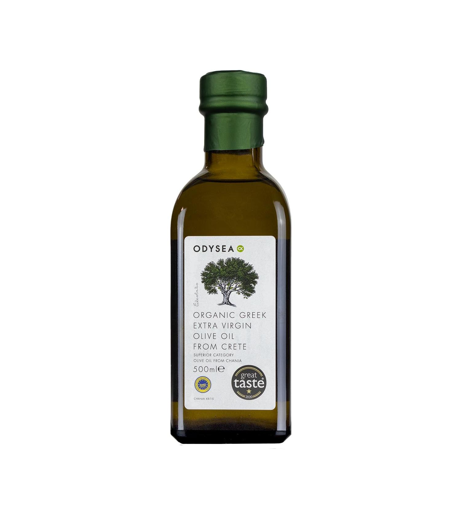 Odysea Organic Extra Virgin Olive Oil PGI Chania Glass Bottle 500ml - Buy Online on GoSupps.com