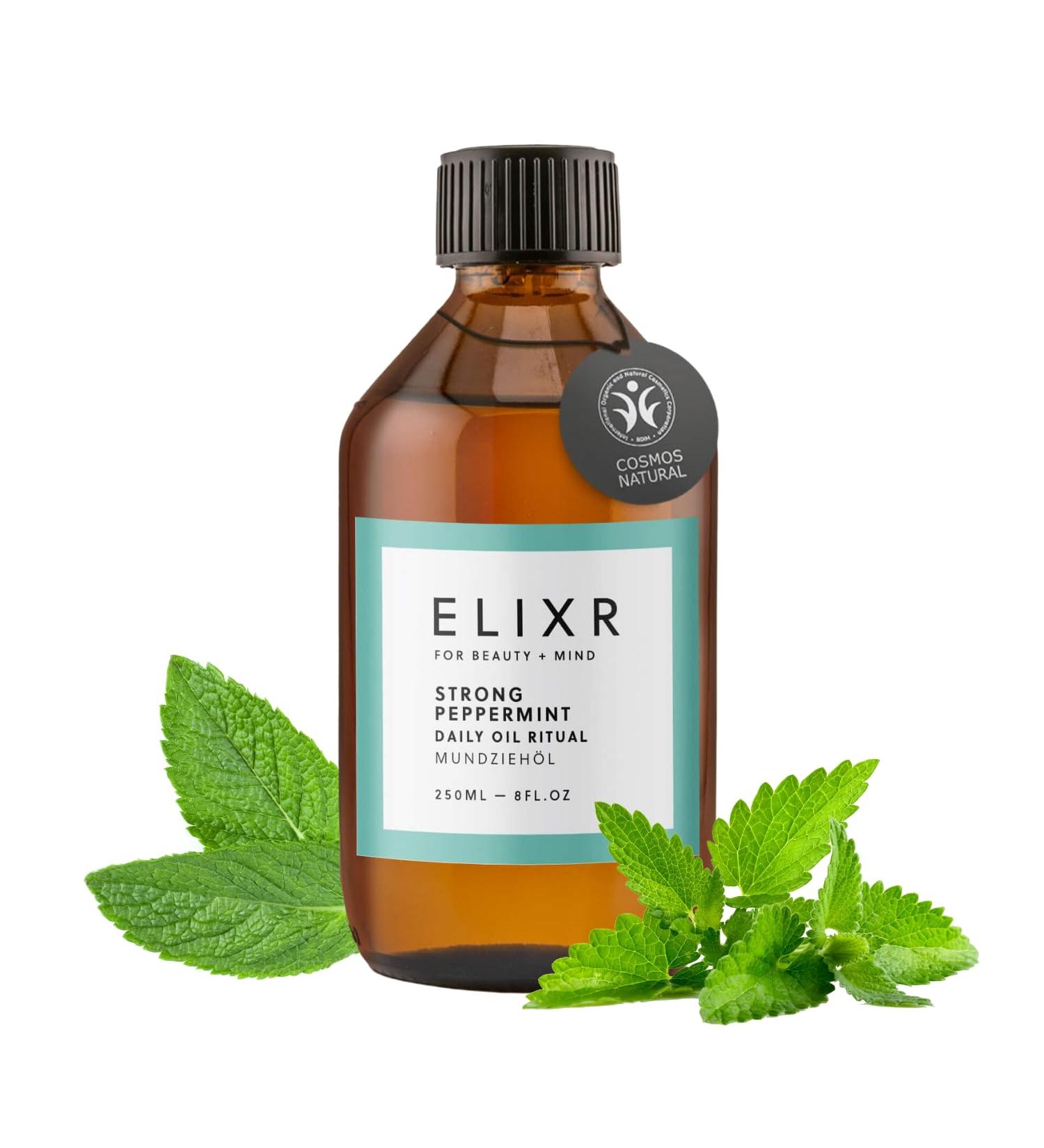 ELIXR Oral Teething Oil | At the Lions' Cave | 200 ml | Ayurvedic Mouthwash Naturally Nourishes | Certified Natural Cosmetics in Germany (200 ml Strong Peppermint) - Buy Online on GoSupps.com