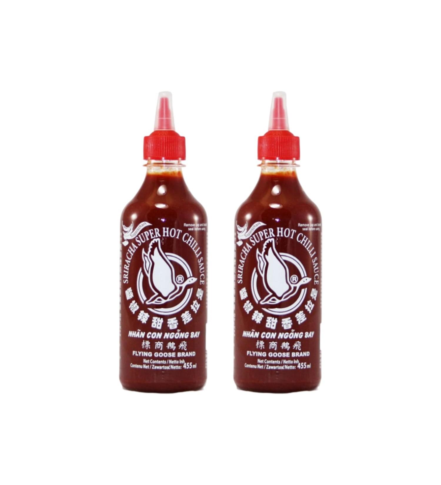 Flying Goose Sriracha Super Hot Chilli Sauce (455 ml) - Used as Taste Enhancer for Meals Oriental Foods and Snacks Natural Ingredients (Pack of 2)