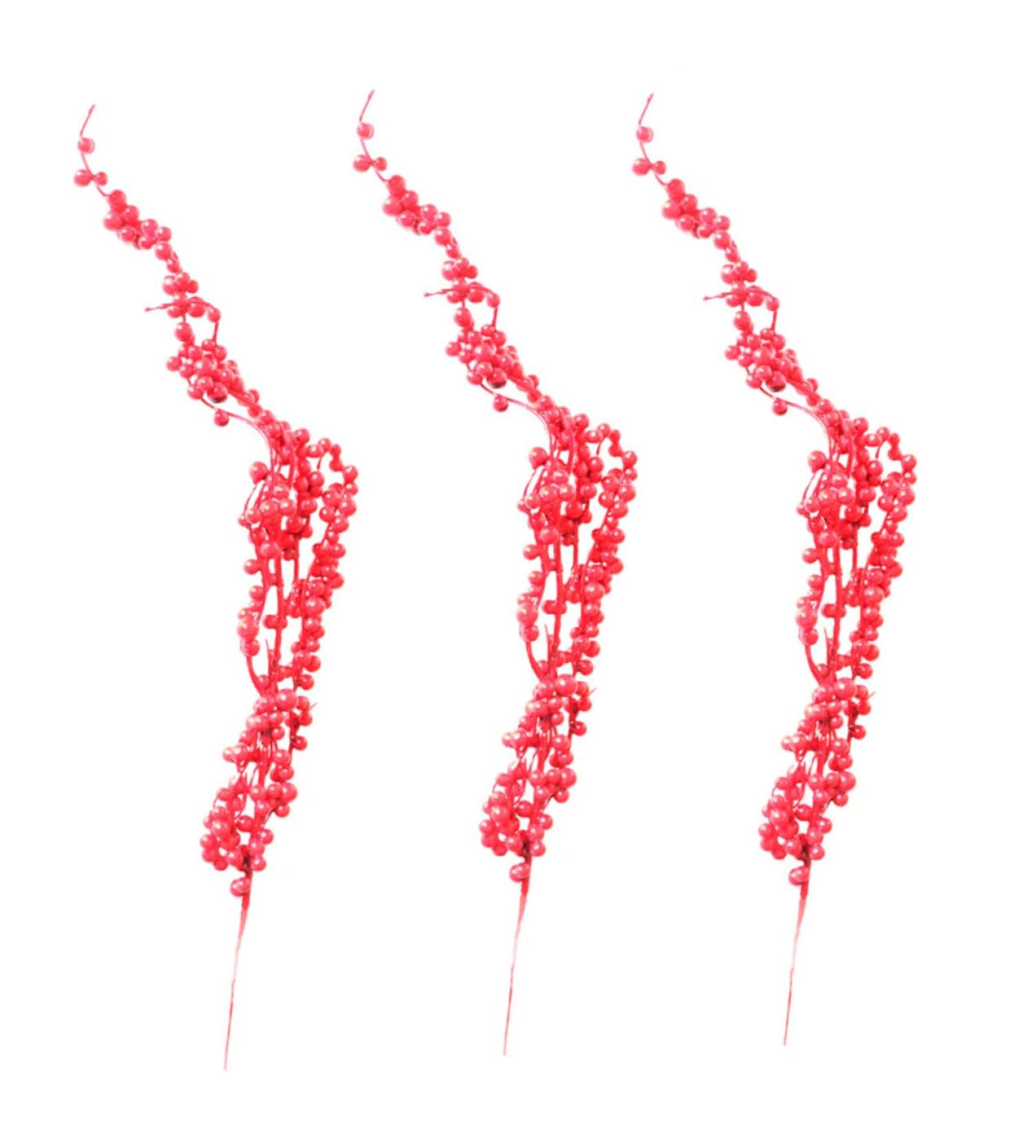 Zerodeko 3 pcs household Foam Christmas red fruit artificial Holiday Berries Crafts Accessories decorate red home decor holly christmas berry spray branch christmas tree Red 40X5CM - Buy Online on GoSupps.com