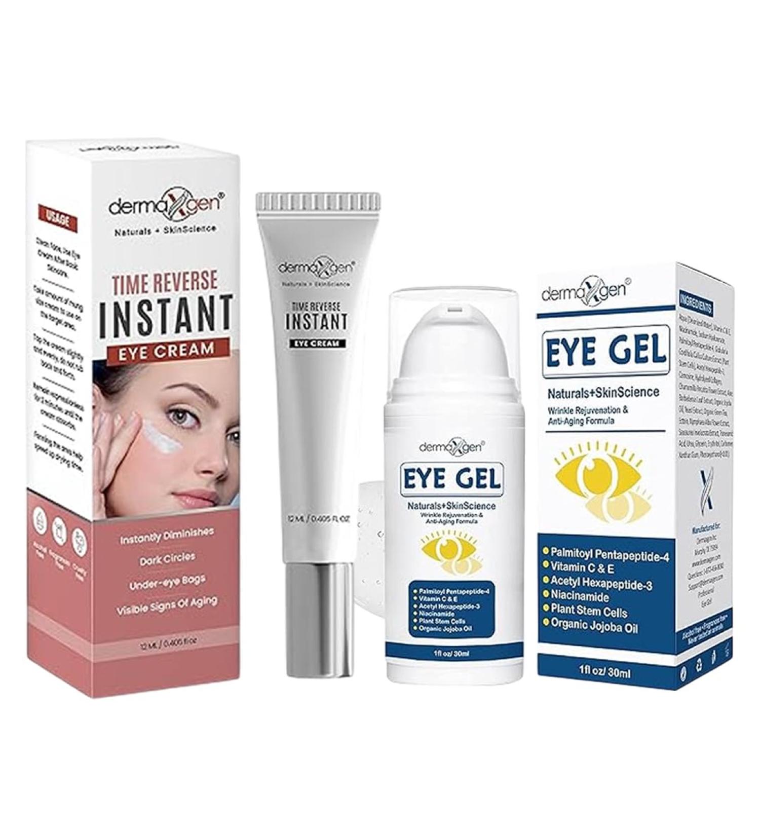 DERMAXGEN Instant Eyelift Cream & Eye Gel Set Hydrating & Refreshing Under-Eye Duo with Peptides & Plant Stem Cells. - Buy Online on GoSupps.com
