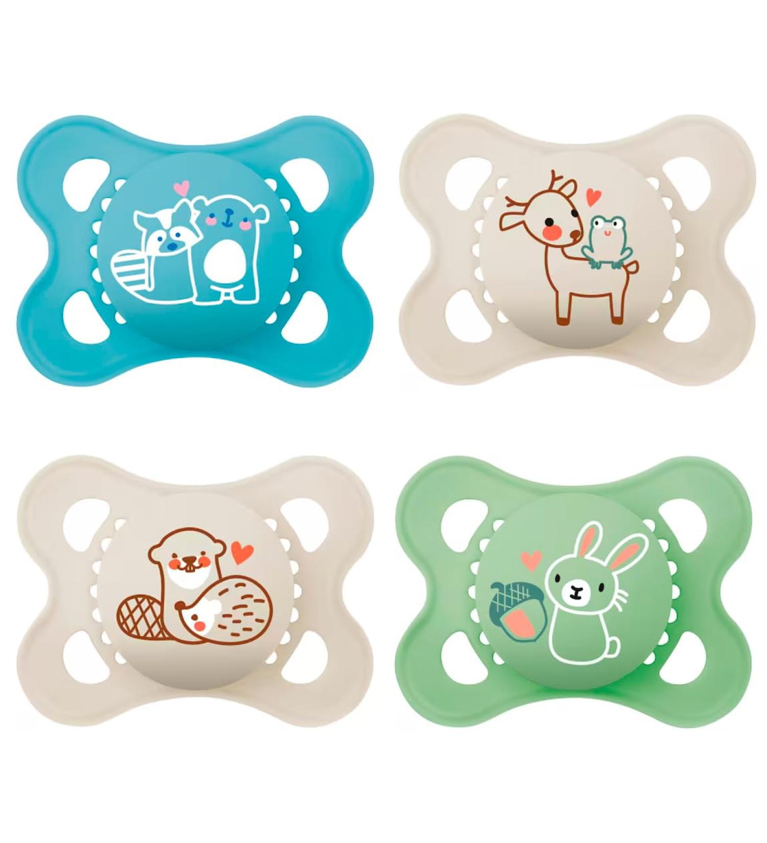 MAM Original Latex Pacifiers 0-6 Months - Set of 4 with Sterilized Transport Boxes | Natural Rubber Baby Soothers - Buy Online on GoSupps.com