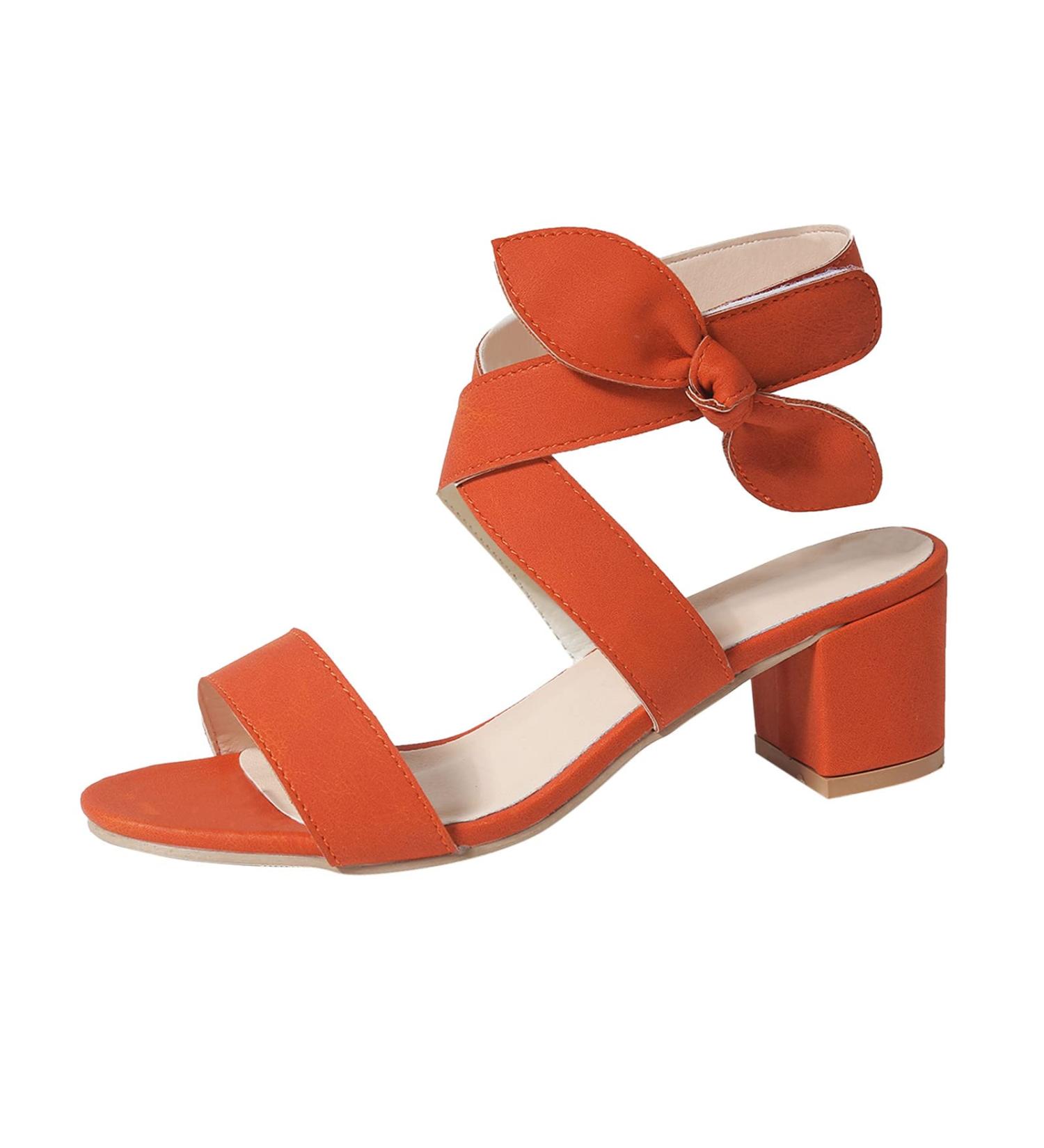 Orange Peep Toe High Heel Sandals with Bow Detail - Women's Size 8.5 - Buy Online on GoSupps.com