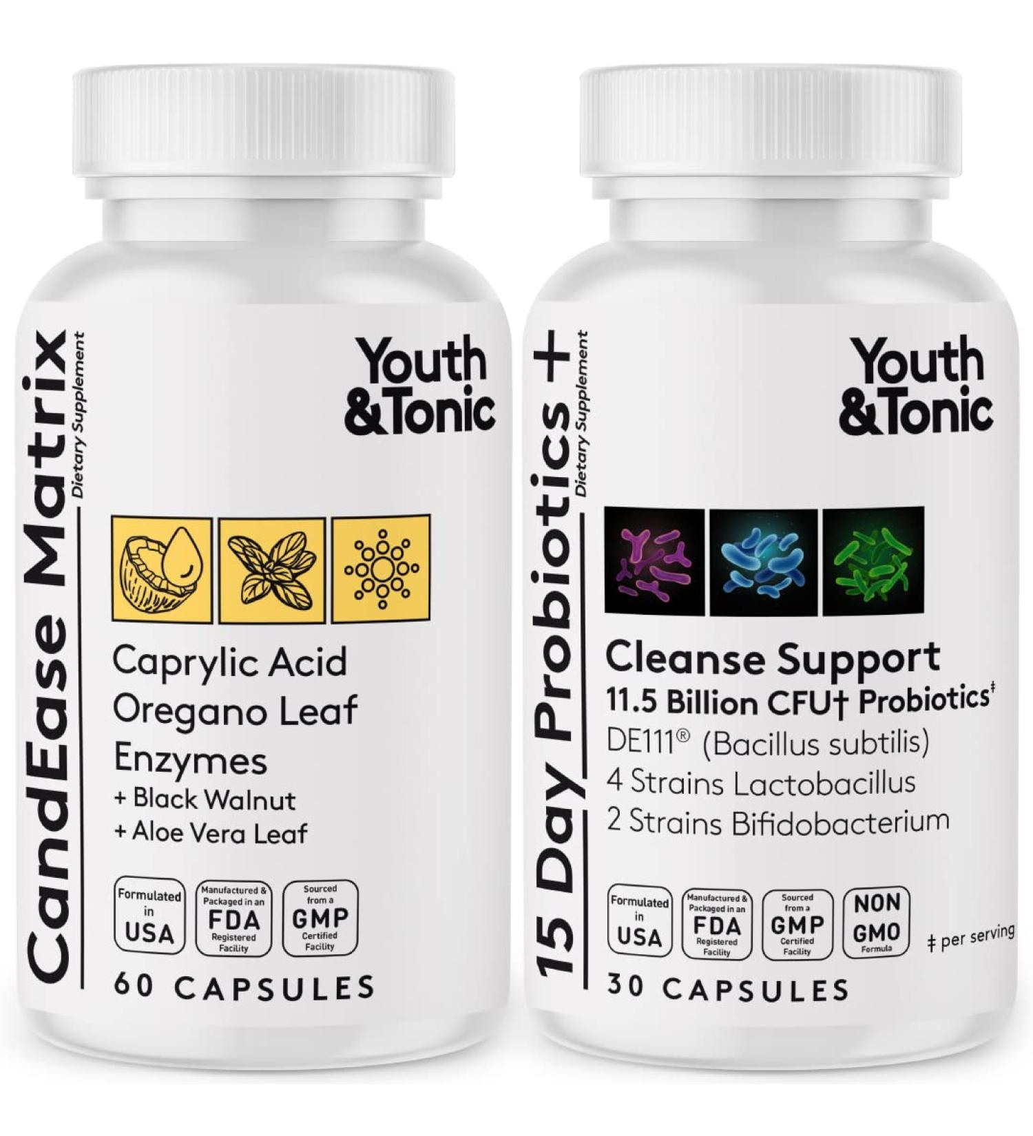 15-Day Gut Health Probiotic & CandEase Pills for Men & Women | Supports Digestive Cleanse & Intestinal Flora | With Caprylic Acid, Oregano & Bacillus Subtilis - Buy Online on GoSupps.com