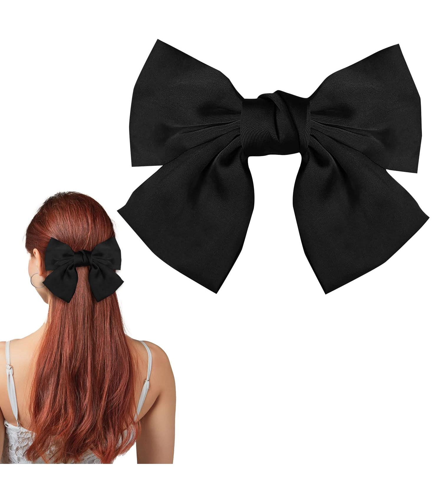 Buy Bow Hair Clip - Stylish Women's French Large Hair Bows for Girls (Black) | Best Quality & Fast International Shipping - Buy Online on GoSupps.com