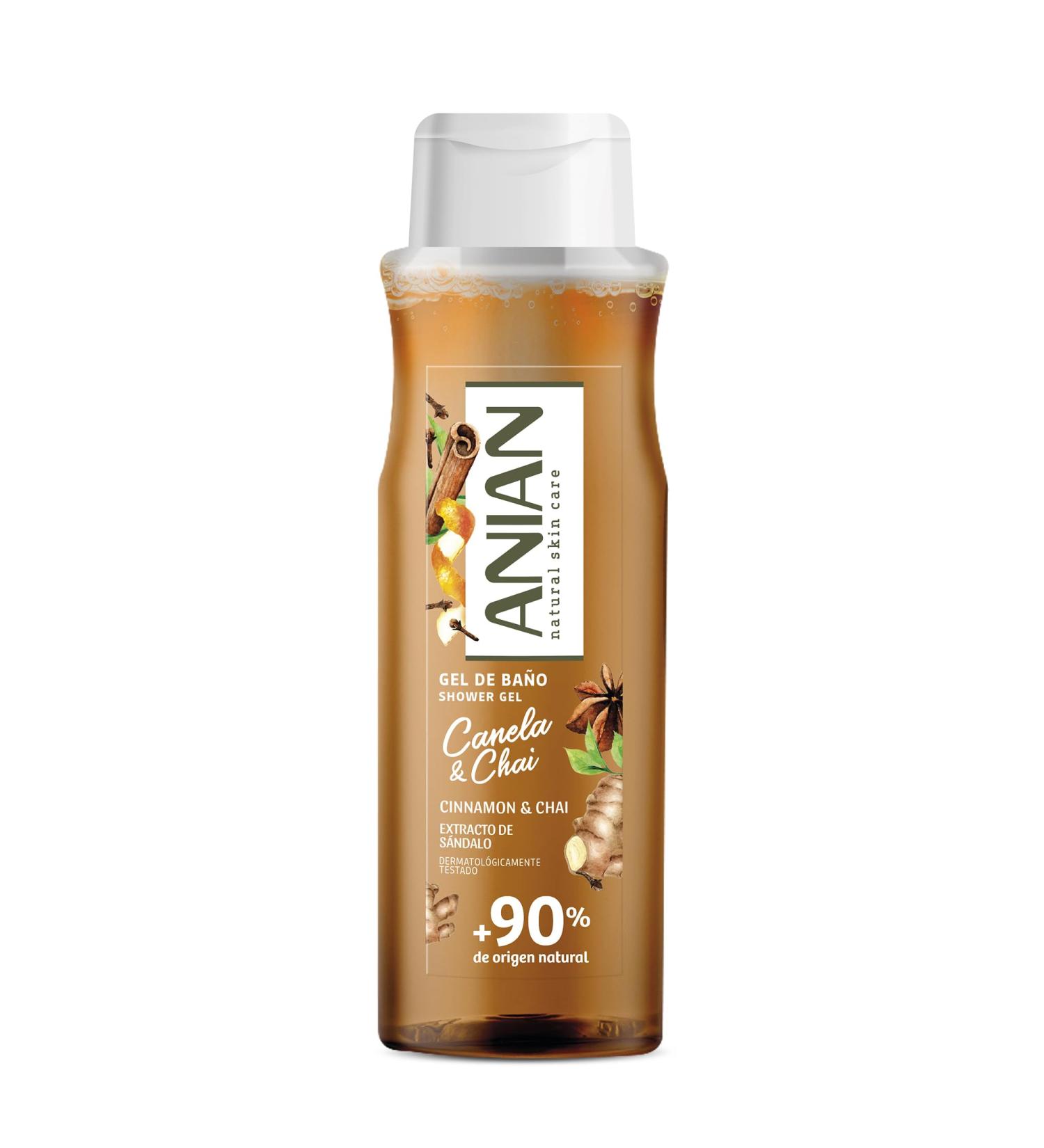 ANIAN ANIAN - Cinnamon & Chai Shower Gel 750ml with sandalwood extract warm and comfortable aroma for all skin types 90% ingredients of natural origin suitable for vegans