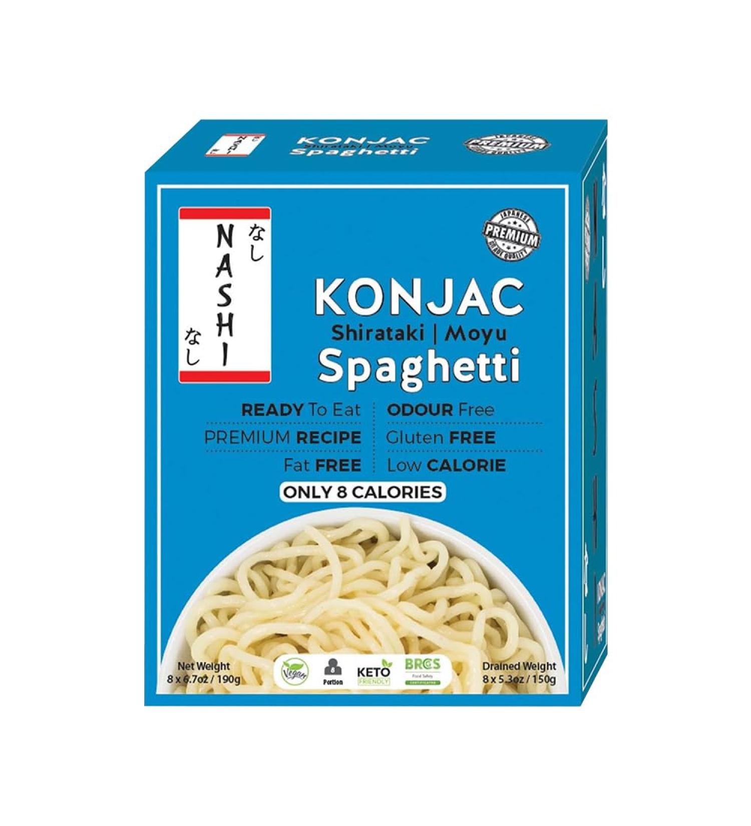 Nashi Shirataki Konjac Moyu Spaghetti - Vegan Keto Friendly Glucomannan Recipe | Odour Free, Fat Free & Low Calorie Diet | Ready to Eat (8 190g) - Buy Online on GoSupps.com