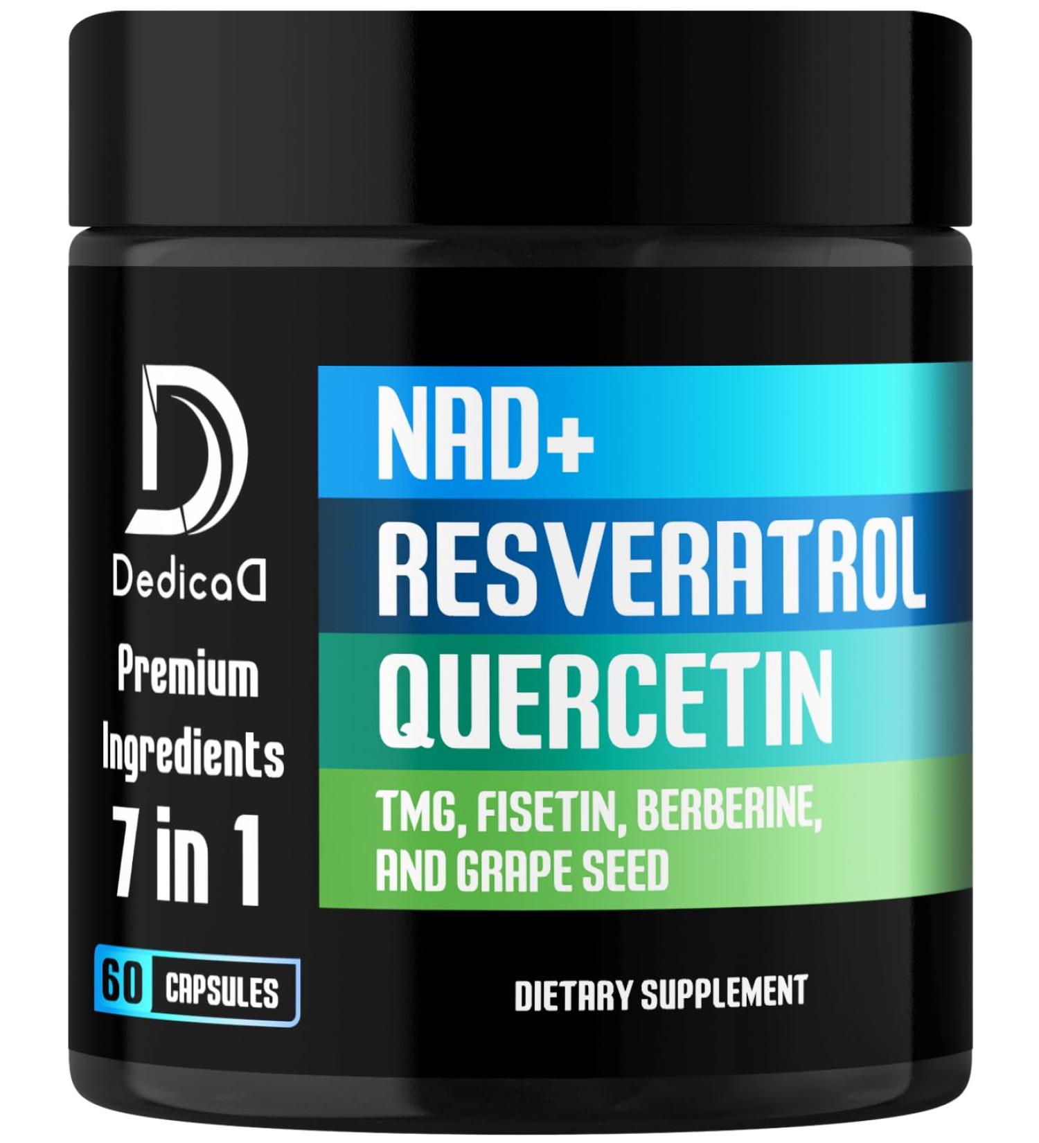 NAD.+ Supplement - Combined to Resveratrol, Quercetin, Berberine, Fisetin, TMG and Grape Seed - 60 Capsules 60 Count (Pack of 1) - Buy Online on GoSupps.com
