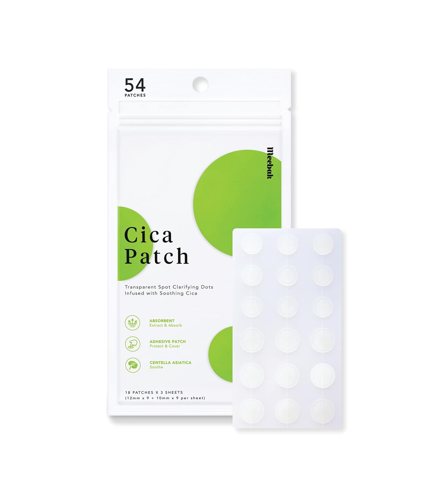Meebak Cica Acne Pimple Patch for Face - 54 Count | Acne Spot Treatment for Blemishes and Zits - Buy Online on GoSupps.com