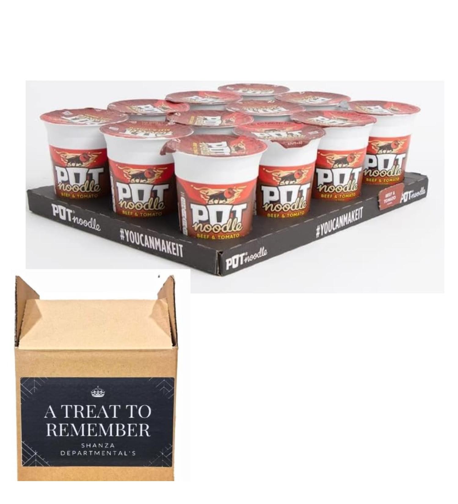 Pot Noodle Beef & Tomato - Case of 12 x 90g Pots | Irresistibly Delicious Tasty and Yummy Authentic Chinese Flavors | Quick and Convenient Asian Fusion Delight for Instant Satisfaction - Buy Online on GoSupps.com