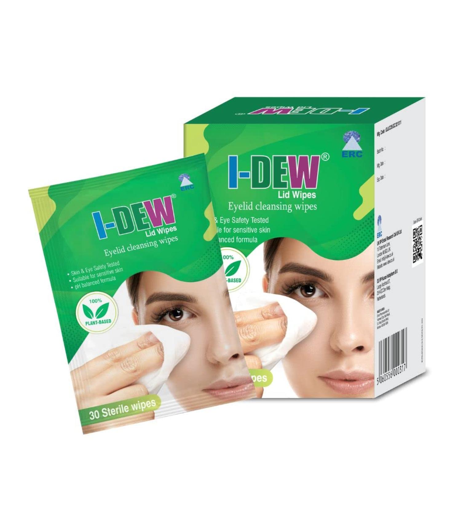 I-Dew Eyelid Cleansing Lid Wipes Daily Hygiene of Eyelids and Eyelashes Plant Based Formula Removes Eye Make Up Leaves Skin Feeling Refreshed Suitable for Sensitive Skin 30 Wipes Per Pack - Buy Online on GoSupps.com