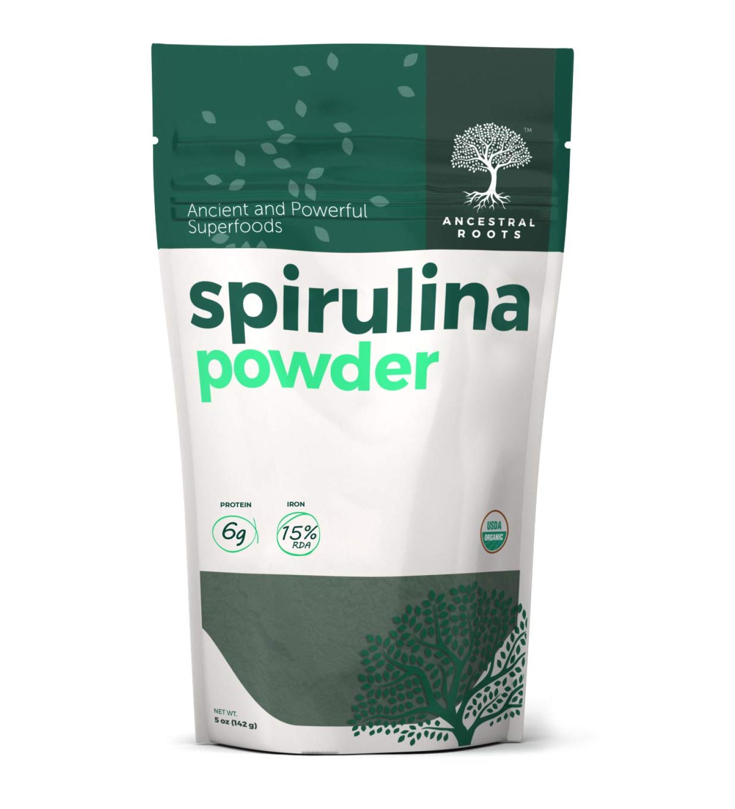 Organic Spirulina Powder - USDA Certified, 100% Pure - 5oz Pack (1 Count) - Buy Online on GoSupps.com