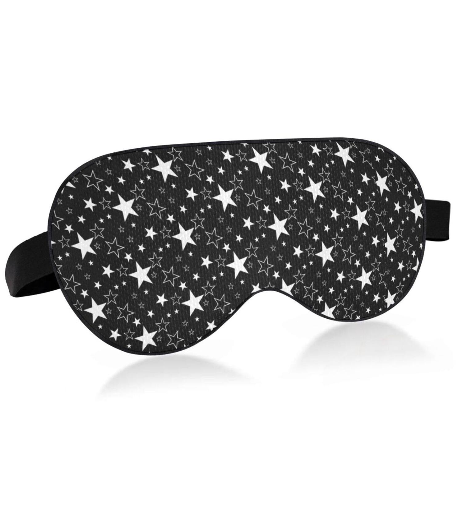 Haskirky Light Blocking Eye Mask - Adjustable Adult Men and Women Travel Mask - Ideal for Business Trips, Meditation, Yoga, and Office - Deep Sleep Goodies - White Stars - Buy Online on GoSupps.com