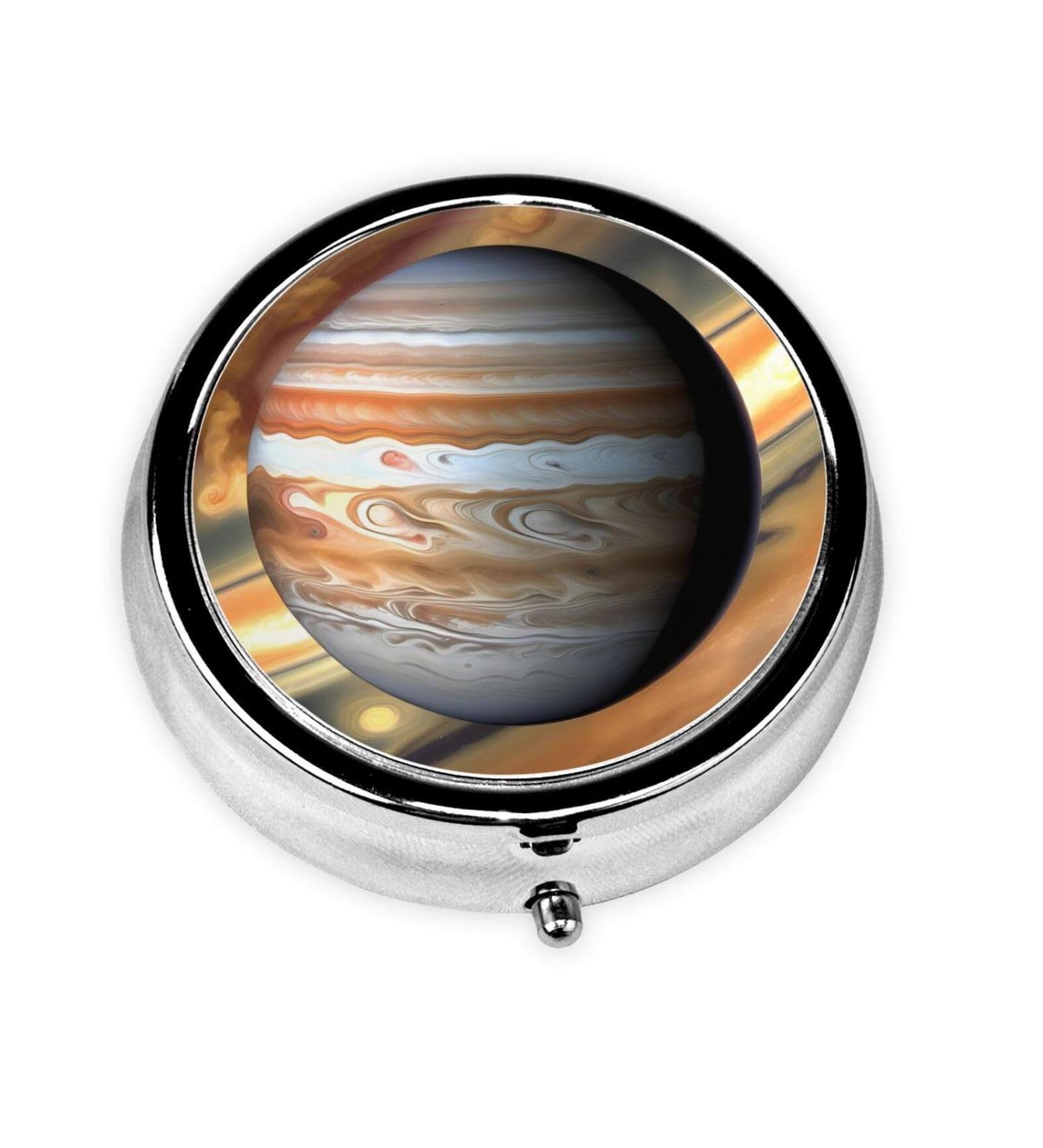 Jupiter Landscape Round Pill Box Organizer | 3 Compartment Portable Travel Pill Box for International Shipping - Buy Online on GoSupps.com