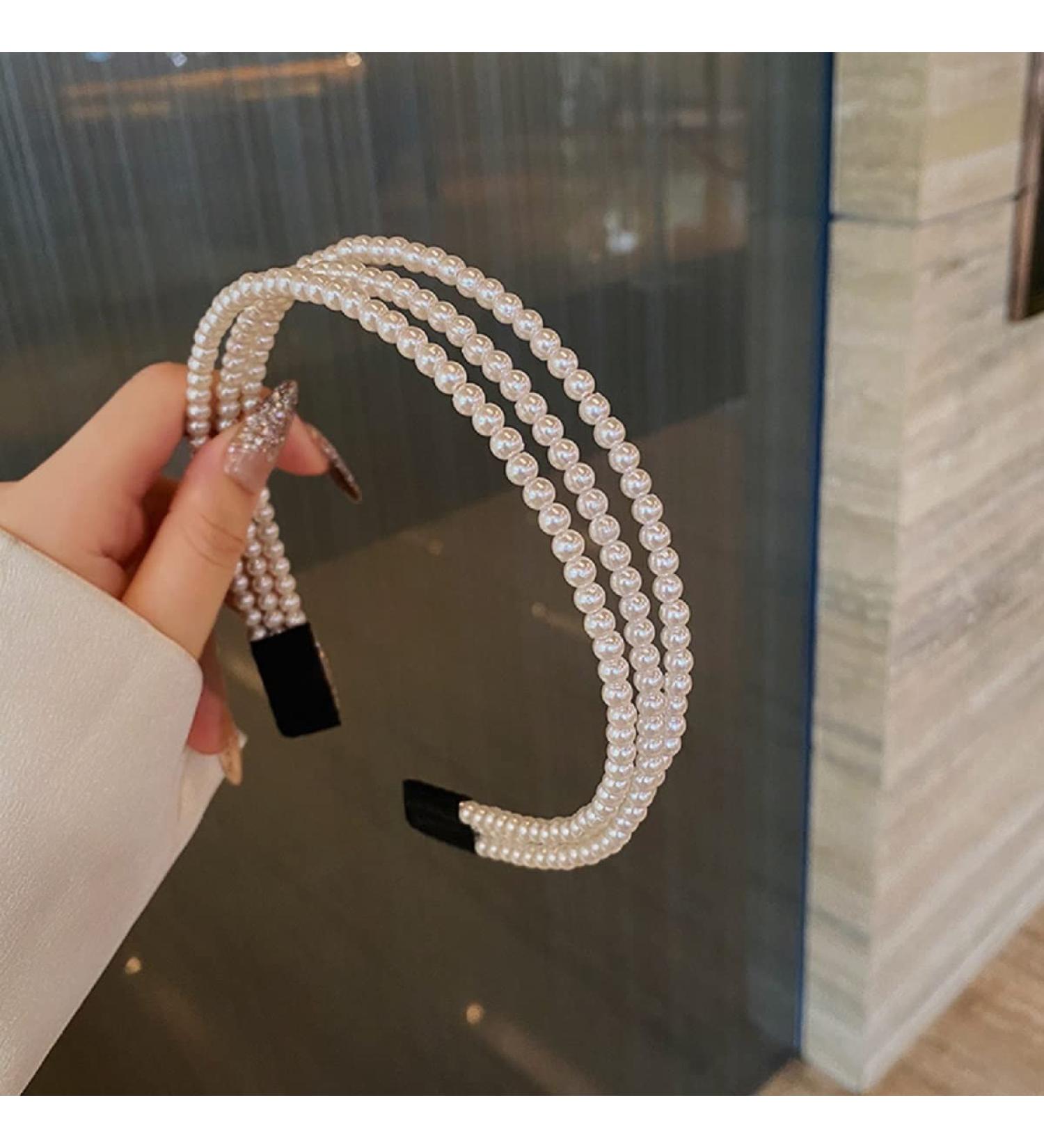 KIMUWHI 3 Rows White Pearl Headband - Bridal Hair Accessory for Women & Girls - Buy Online on GoSupps.com