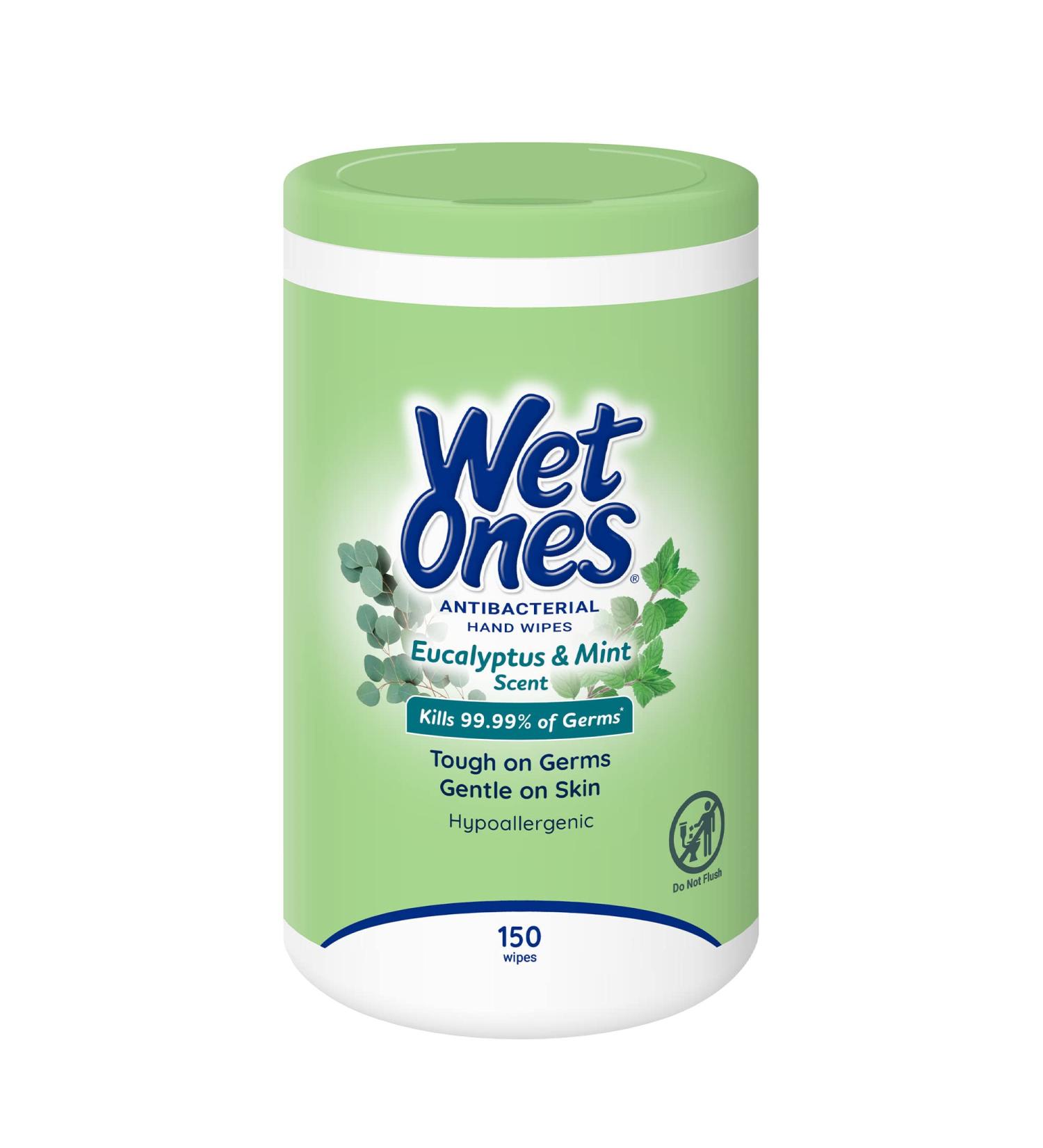 150 ct. Wet Ones Antibacterial Eucalyptus & Mint Hand Wipes Canister | Hand Sanitizer Wipes | Soft Textured & Lightly Scented | 1 Pack - Buy Online on GoSupps.com