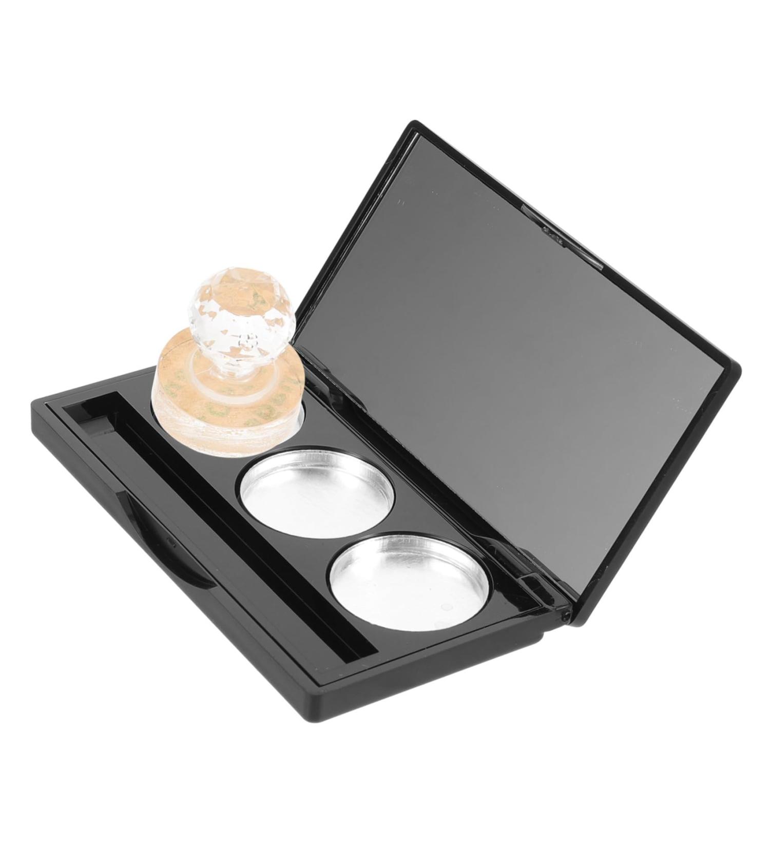 POPETPOP Palette de Maquillage Vide Rectangulaire Noire Matte 3 Godets Aluminium avec Miroir pour Fard Paupi res Blush et Correcteur Usage Mobile - Buy Online on GoSupps.com
