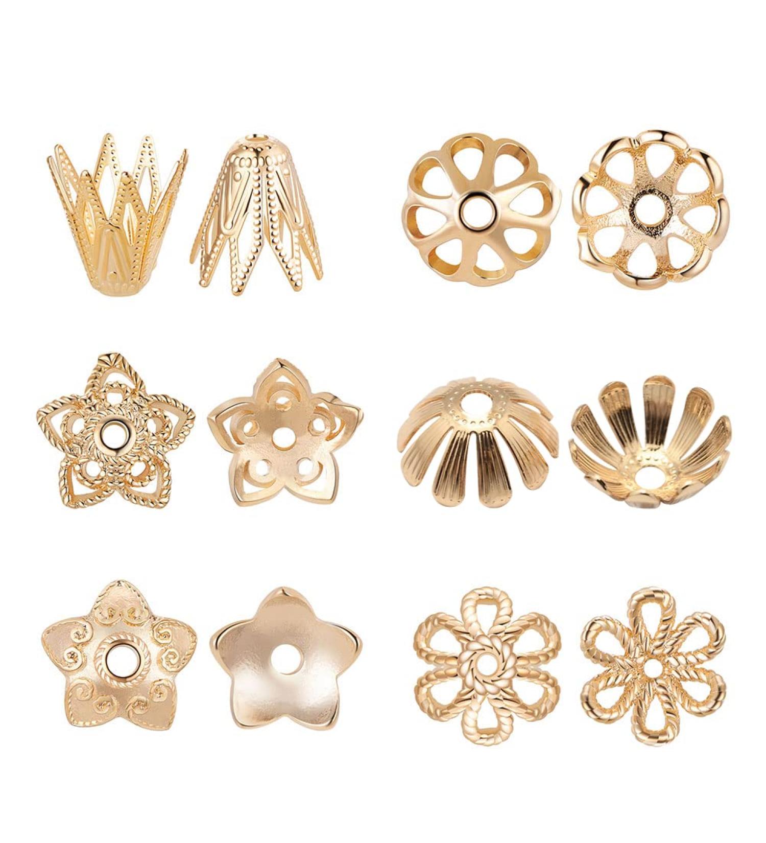 BENECREAT 60PCS Mixed Size 18K Gold Plated Flower Bead Caps - Tibetan Style End Caps for Jewelry Making - Buy Online on GoSupps.com