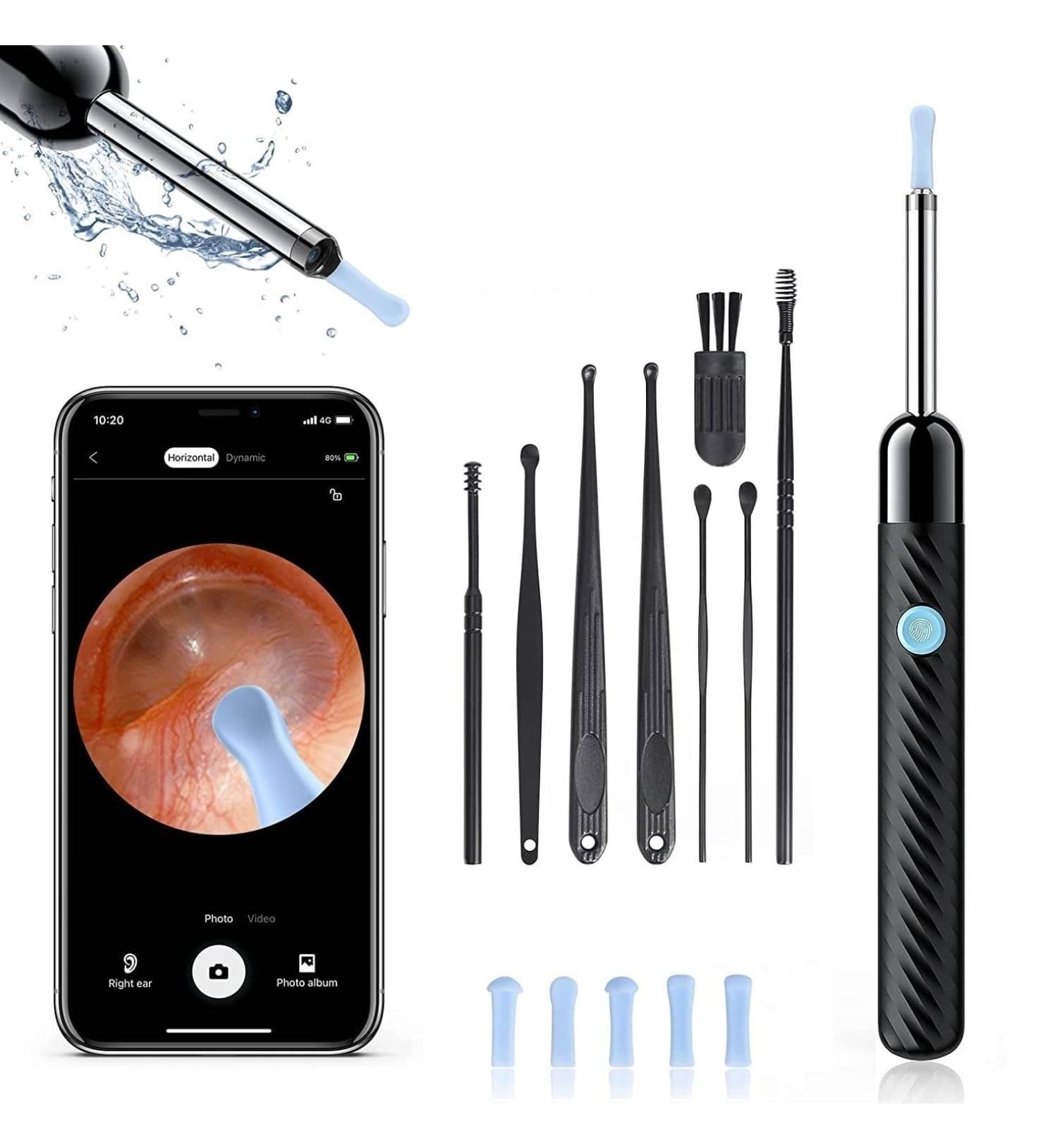 Ear Wax Removal Tool with 1080P Camera & 6 Ear Picks for iPhone, iPad, Android - Black - Buy Online on GoSupps.com