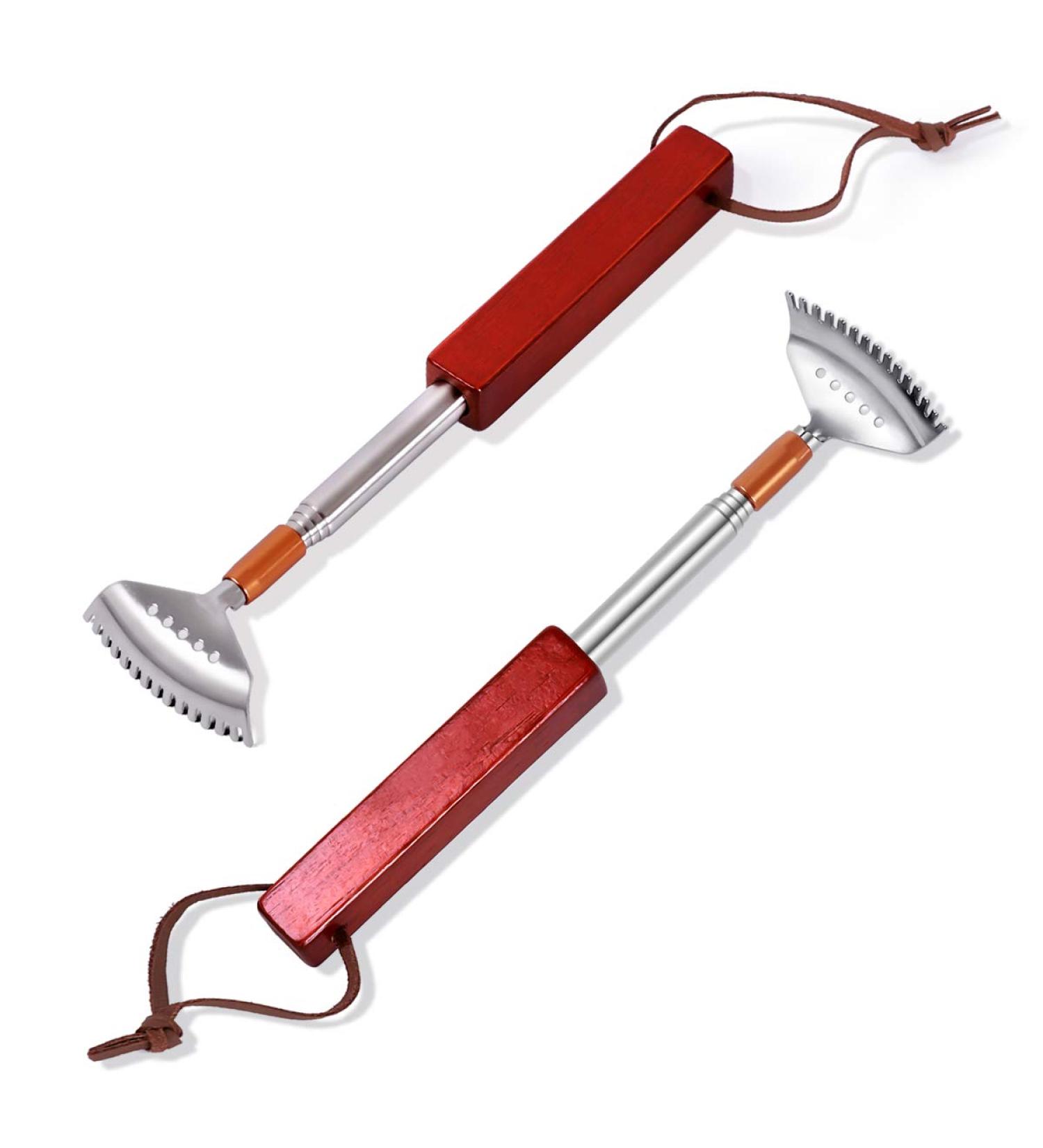 High-Quality Stainless Steel & Wood Back Scratchers - 2 Piece Set 15 Teeth Claw Extendable Up to 62cm - Buy Online on GoSupps.com