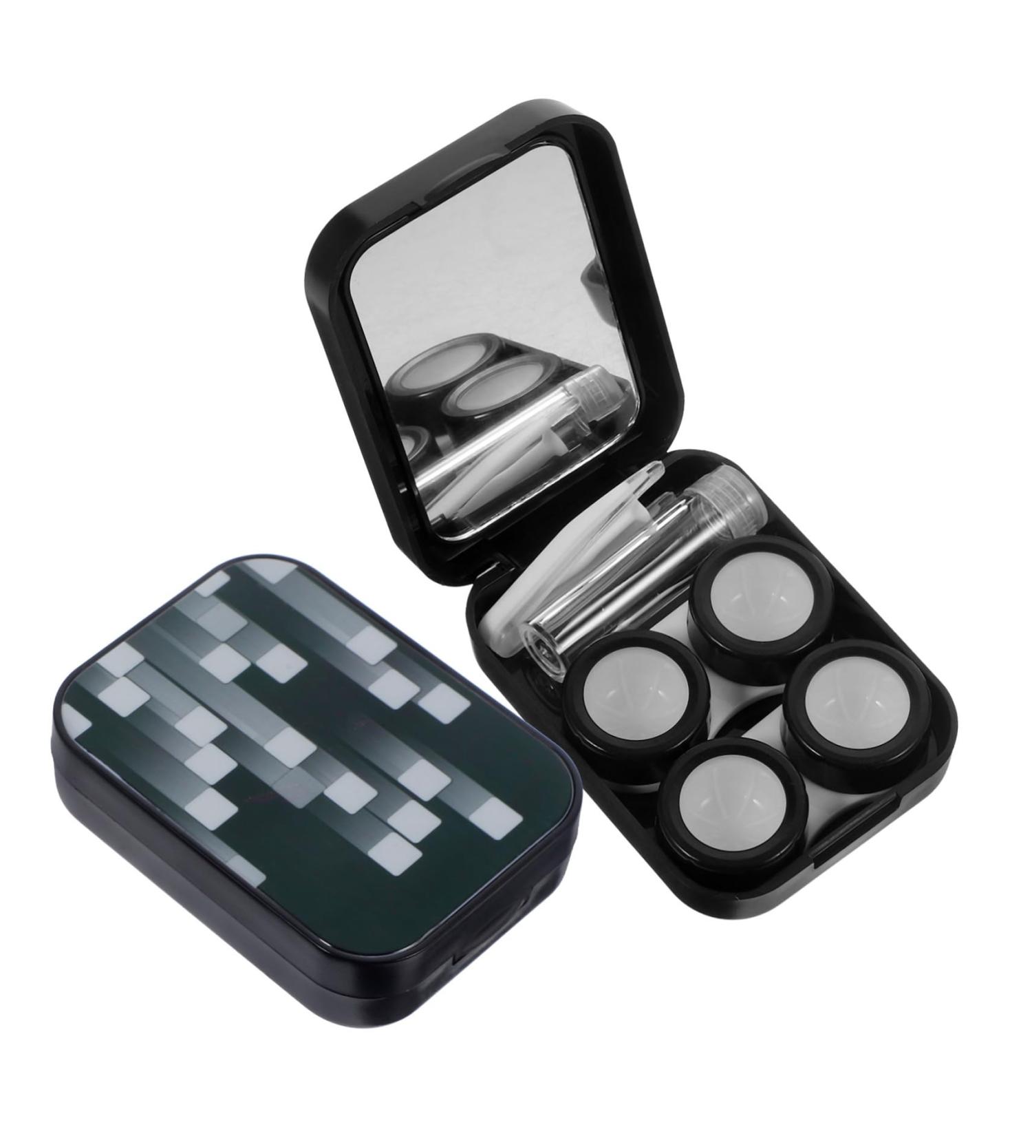 Combined Lens Holder & Cosmetic Mirror Stand - Stylish Colored Contact Lens Travel Case Organizer - Buy Online on GoSupps.com